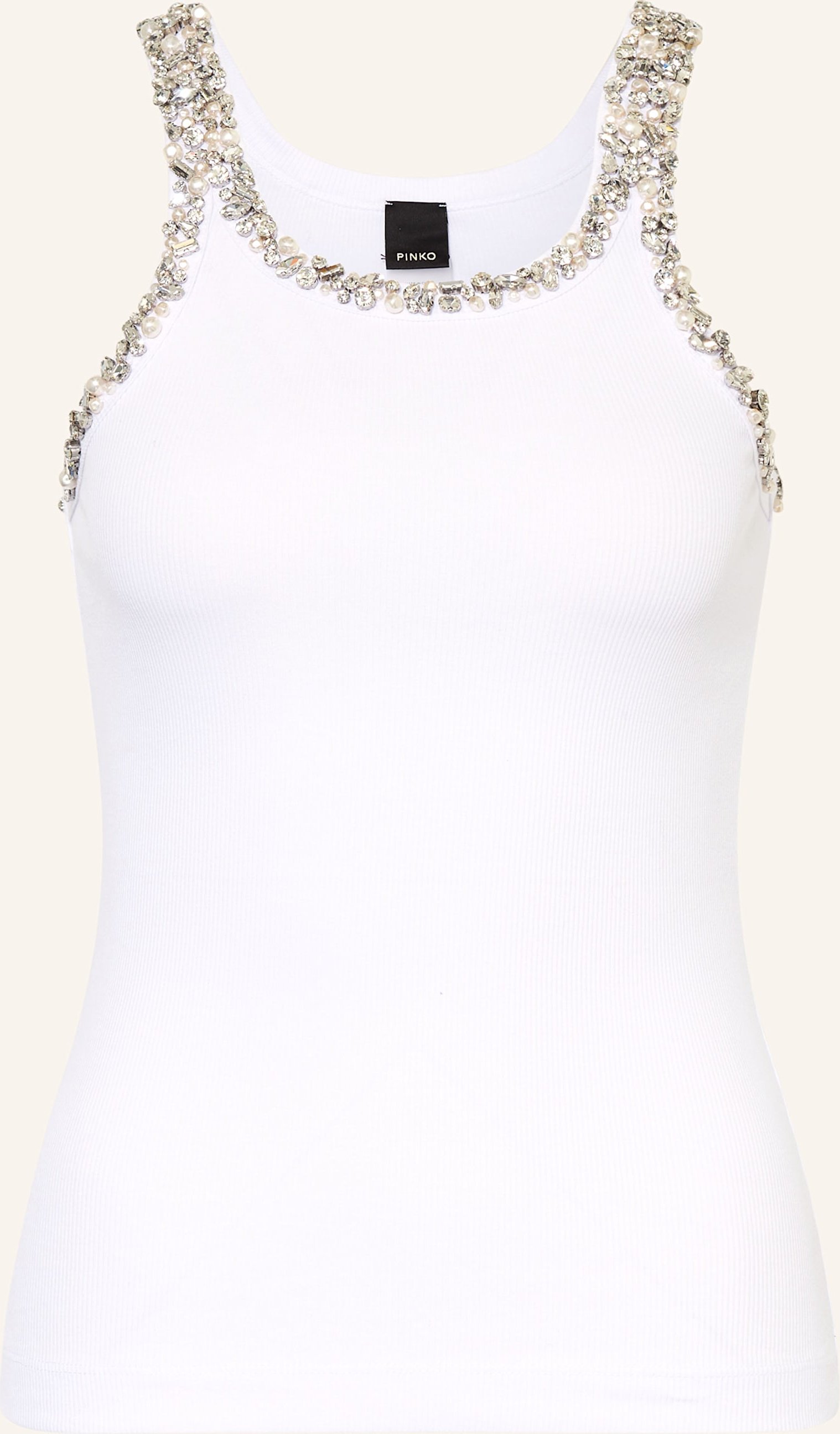 Pinko Tanktop Mit Schmucksteinen weiss
