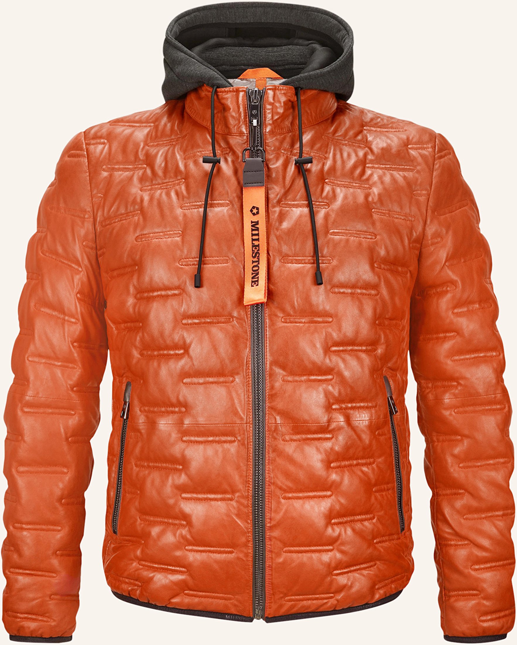 Thumbnail - Milestone Lederjacke Mit Dupont™ Sorona®-Isolierung Und Abnehmbarer Kapuze braun