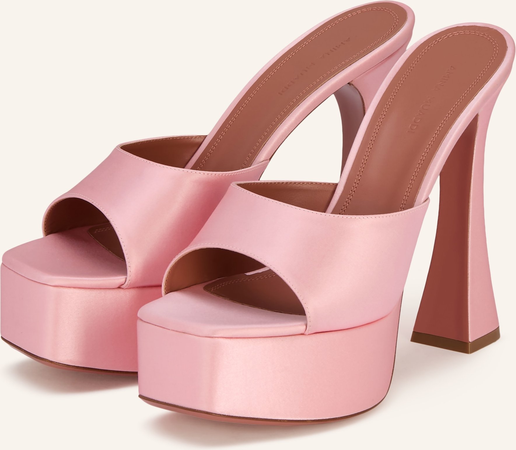 Amina Muaddi Plateau-Mules Dalida rosa