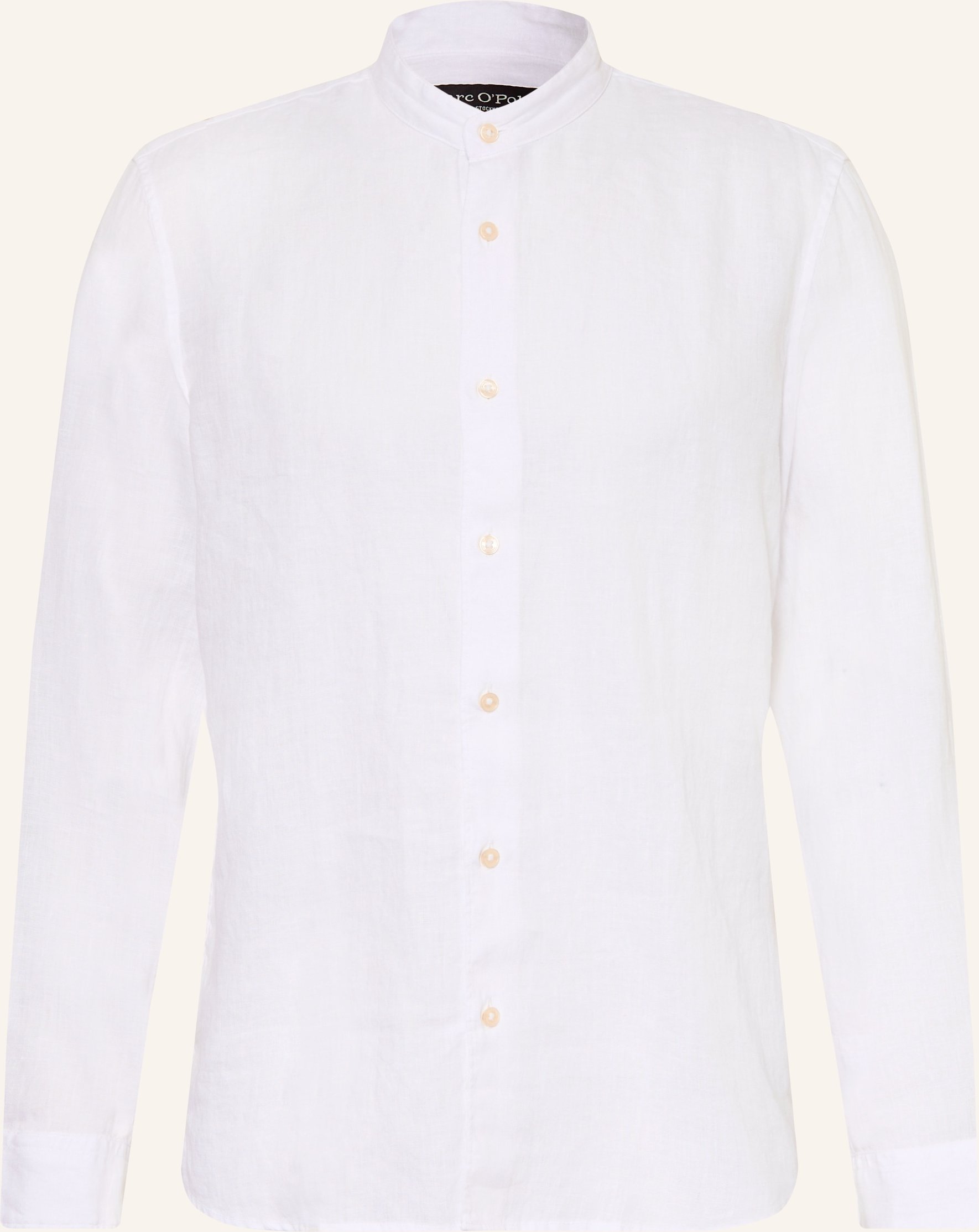 Marc O'polo Leinenhemd Regular Fit Mit Stehkragen weiss