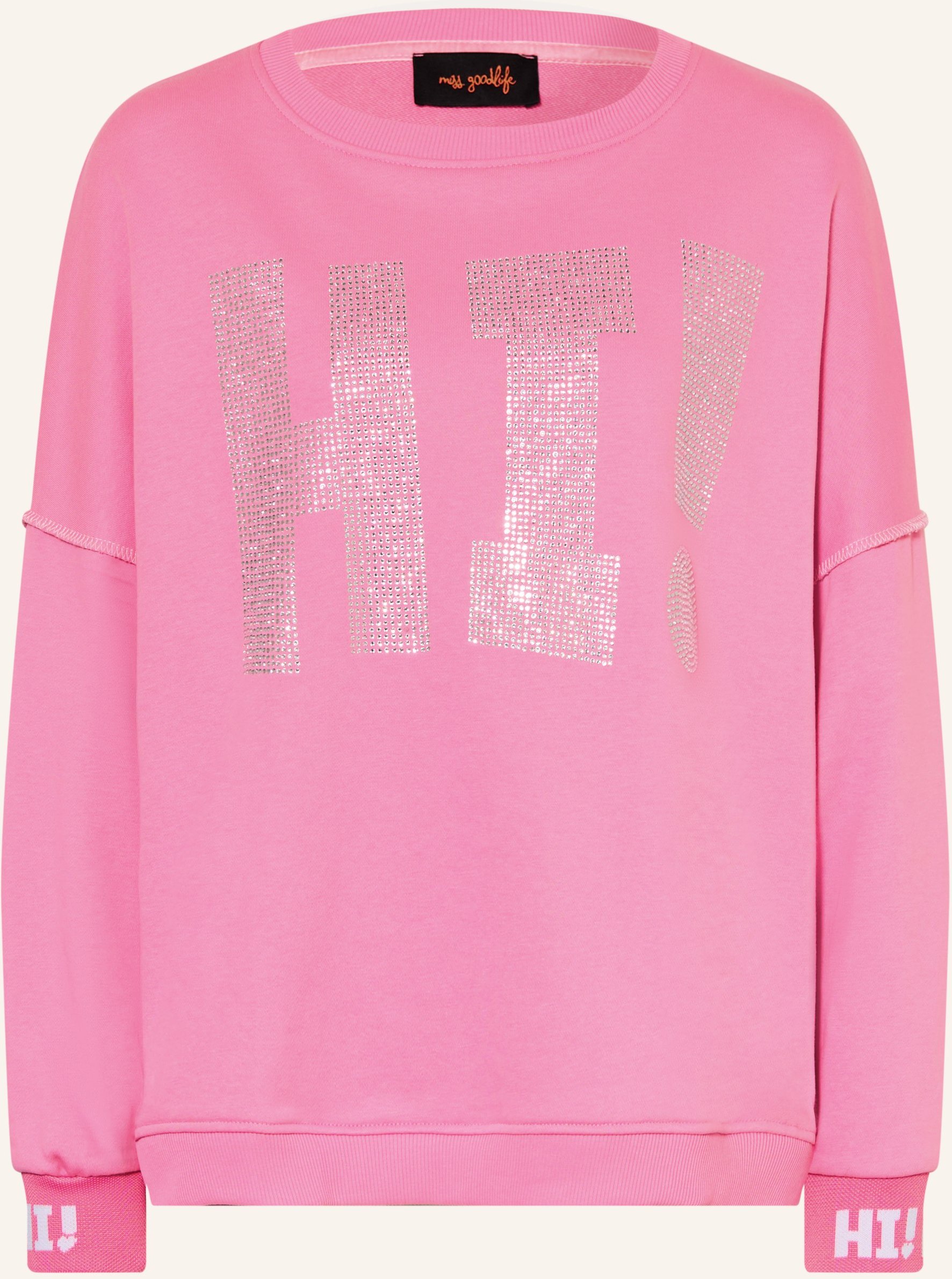 Miss Goodlife Oversized-Sweatshirt Mit Schmucksteinen rosa