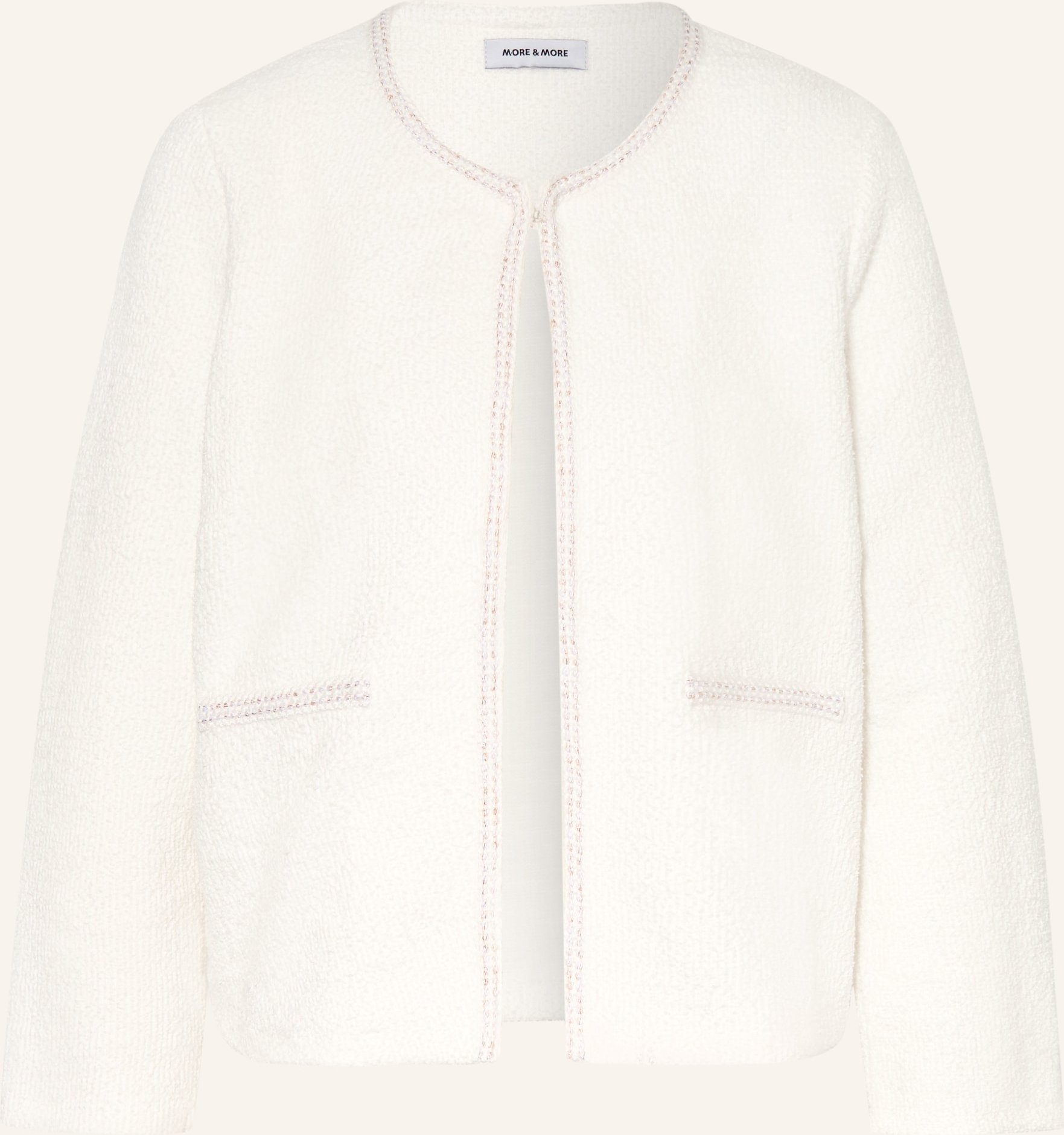 More & More Bouclé-Jacke Mit Glitzergarn weiss