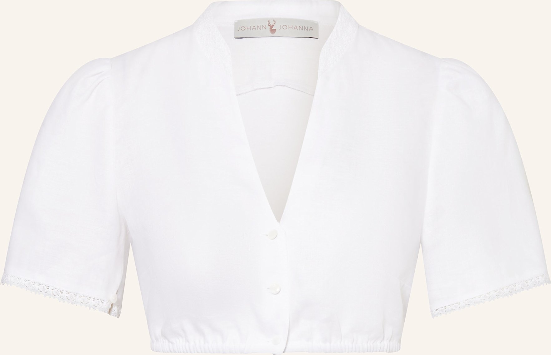 Johann & Johanna Dirndlbluse Aus Leinen weiss