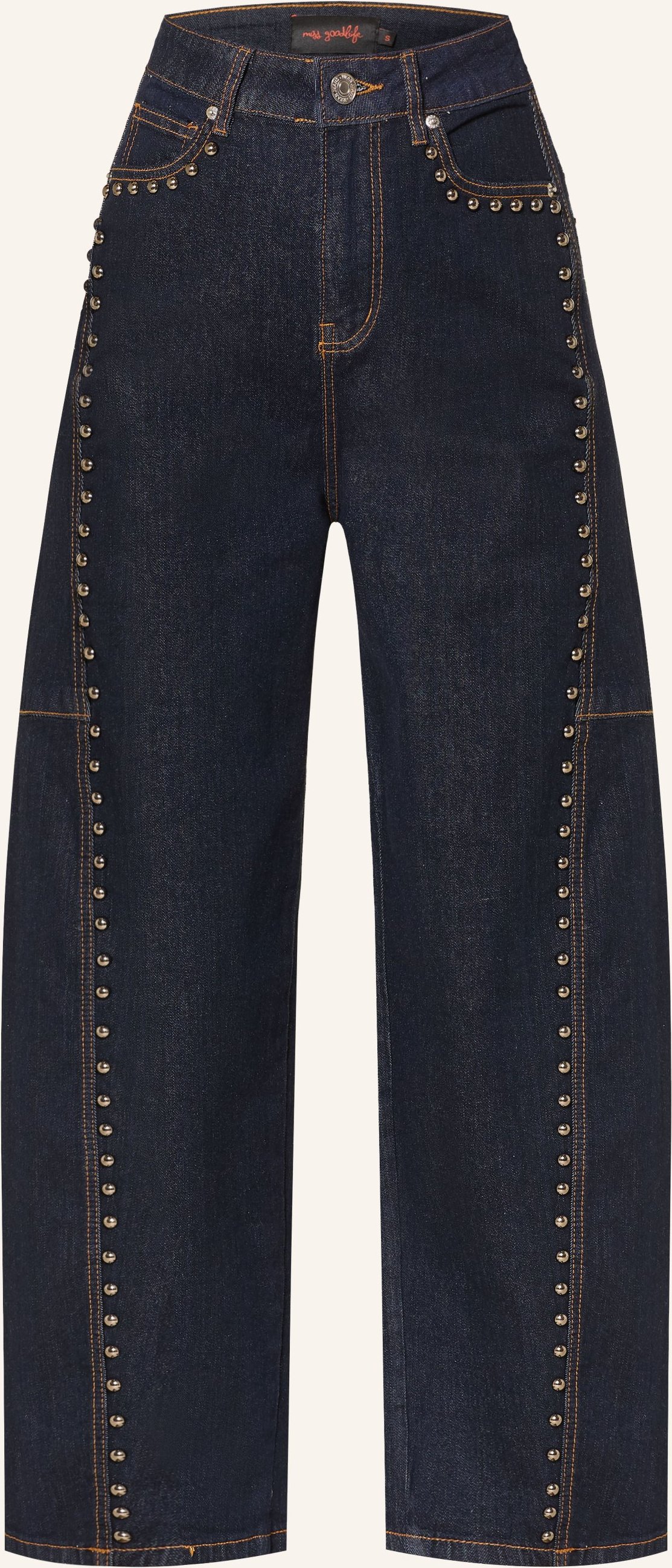 Miss Goodlife Barrel Jeans Studs blau