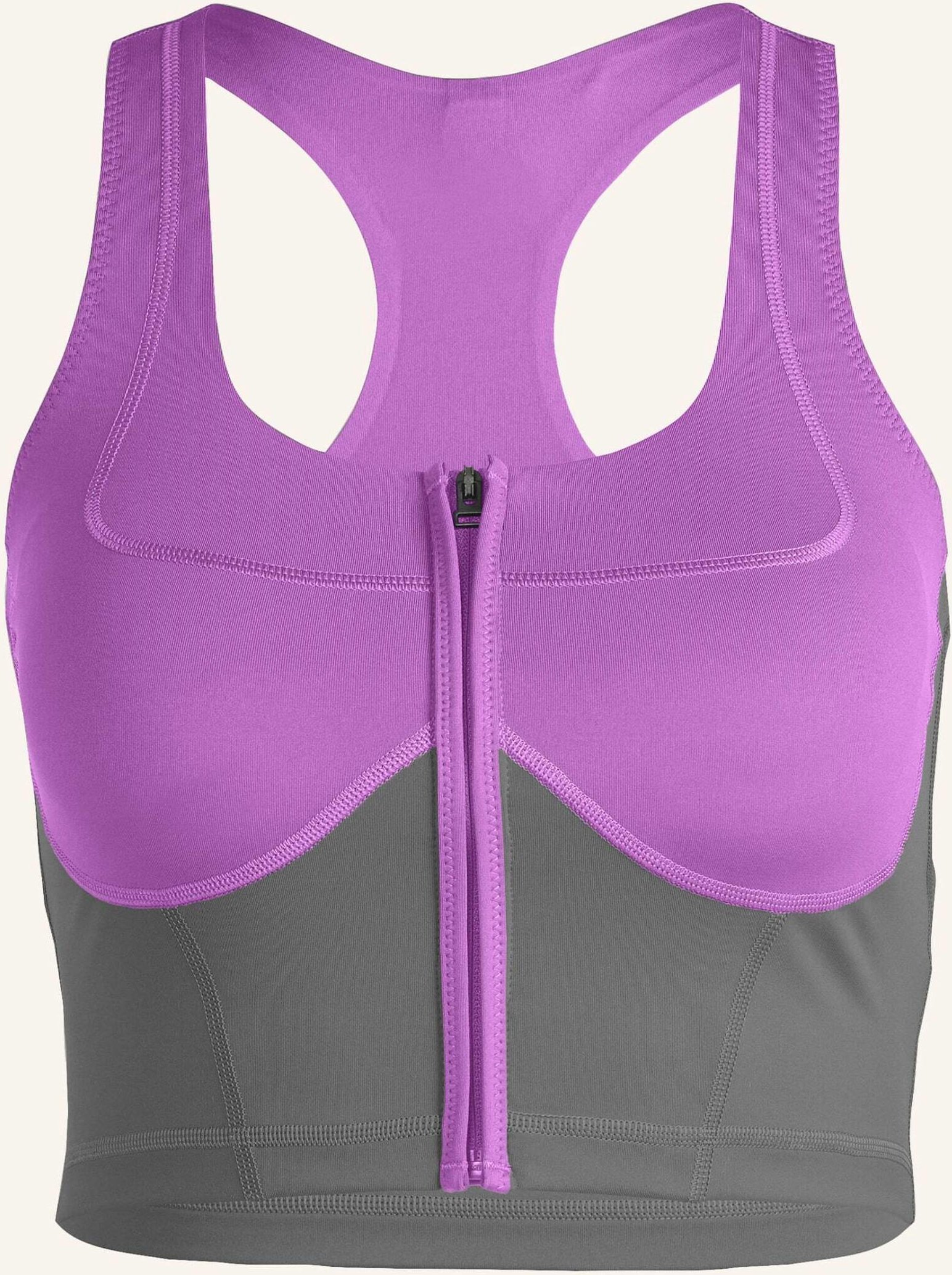 Thumbnail - Adidas By Stella Mccartney Adidas By Stella Mccartney Two-Tone Zipped Crop-Top lila