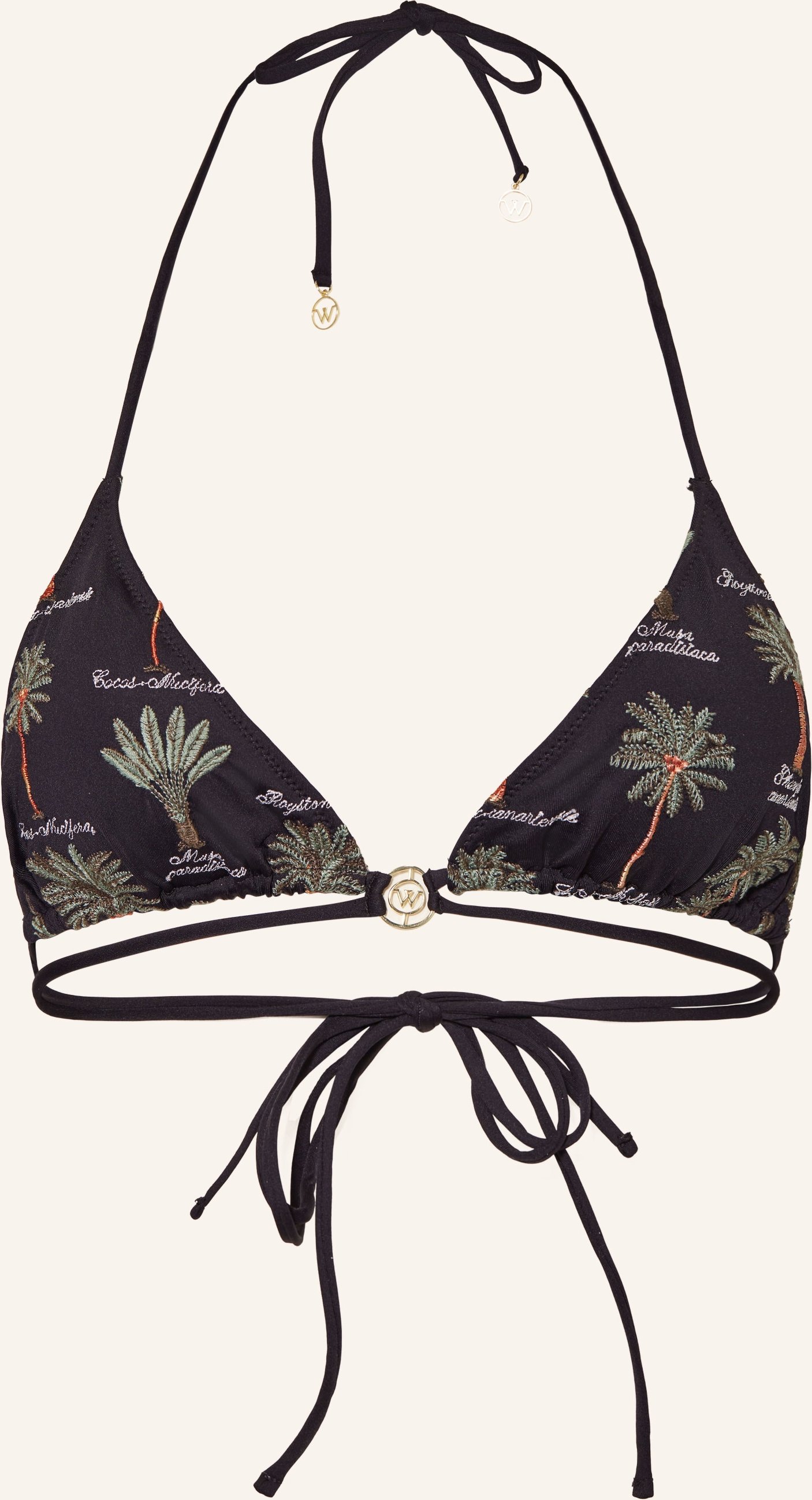 Watercult Triangel-Bikini-Top Art Herbaria schwarz