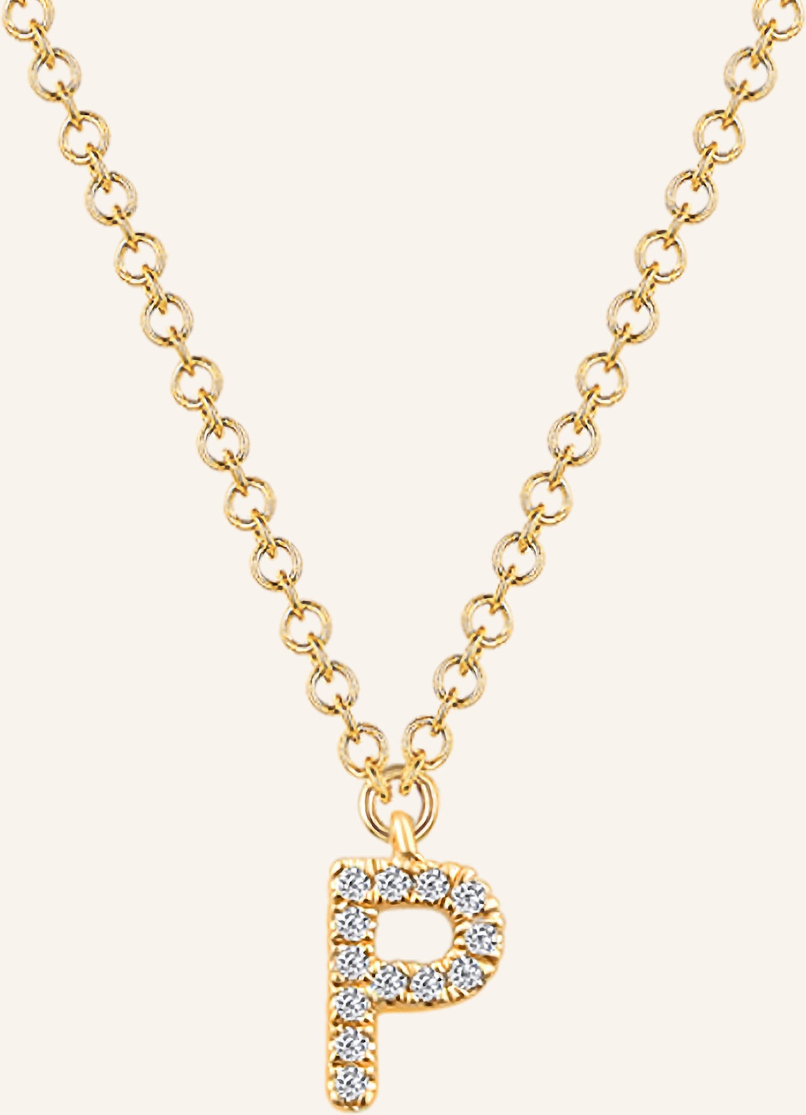 Leaf Initialien Halskette „P“ Aus 14 Karat Gelbgold Mit Diamanten gold