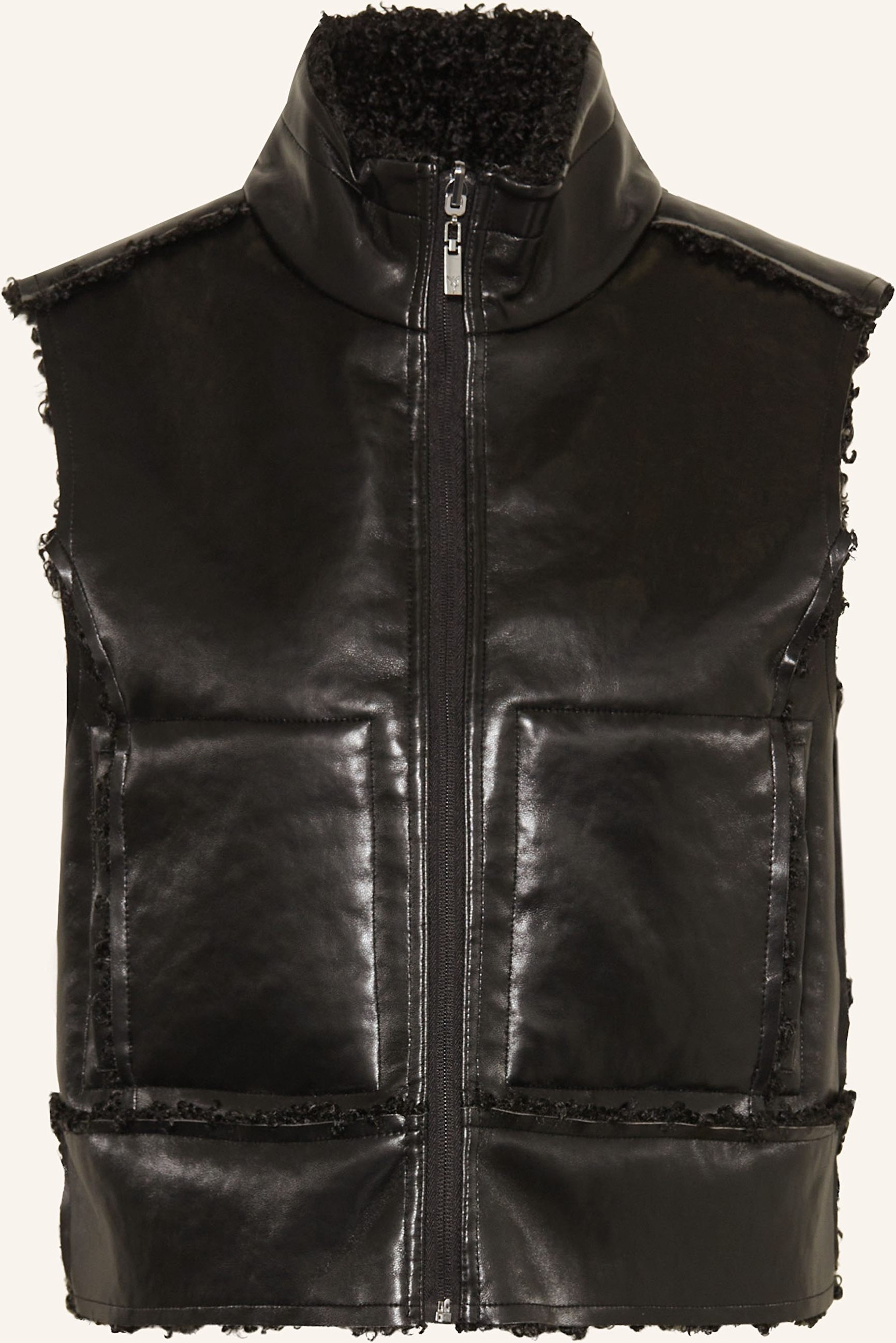 Monari Weste Mit Teddyfell Zum Wenden schwarz