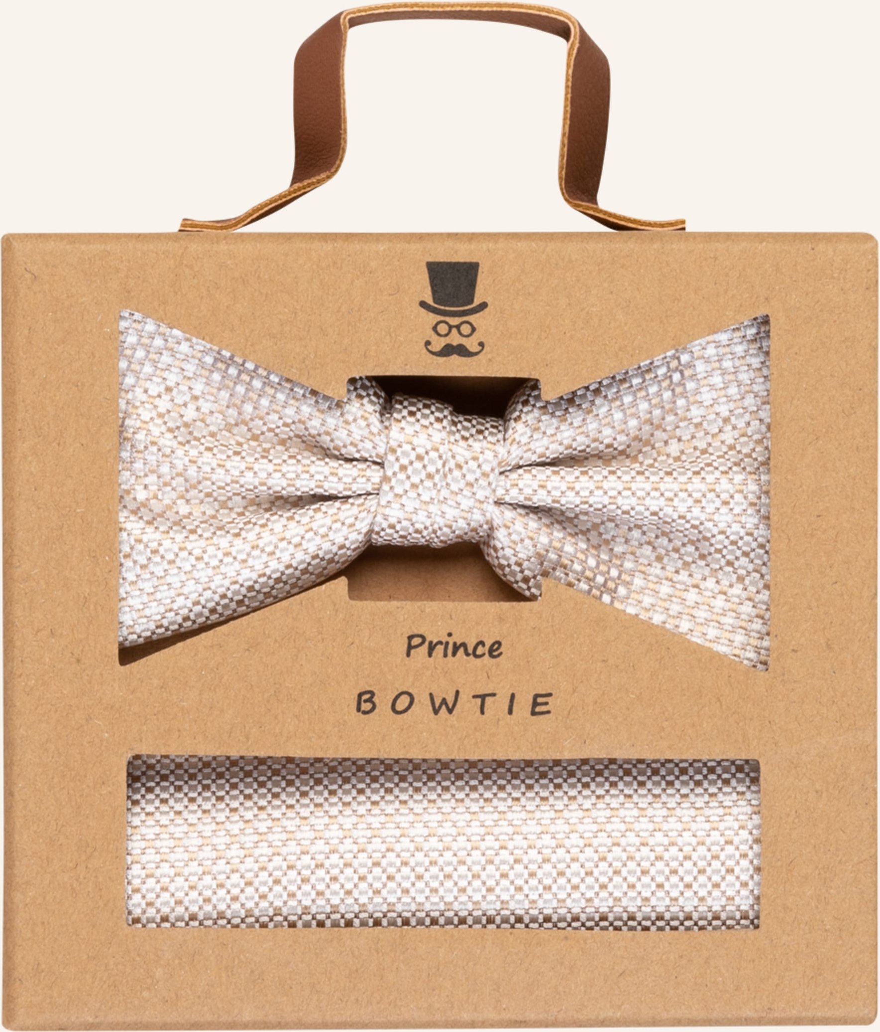 Thumbnail - Prince Bowtie Set: Fliege Und Einstecktuch beige