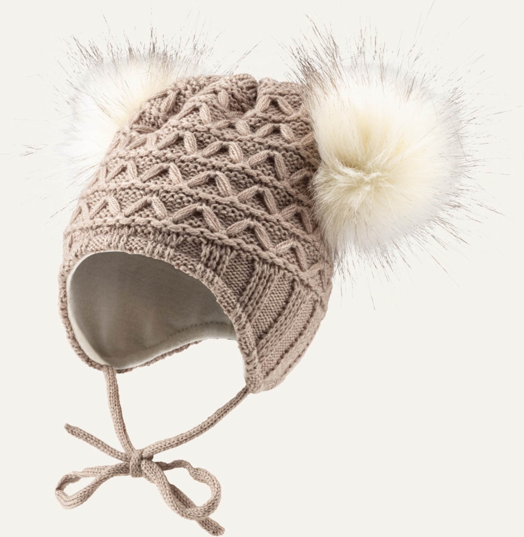 Sterntaler Strickmütze Pompons beige