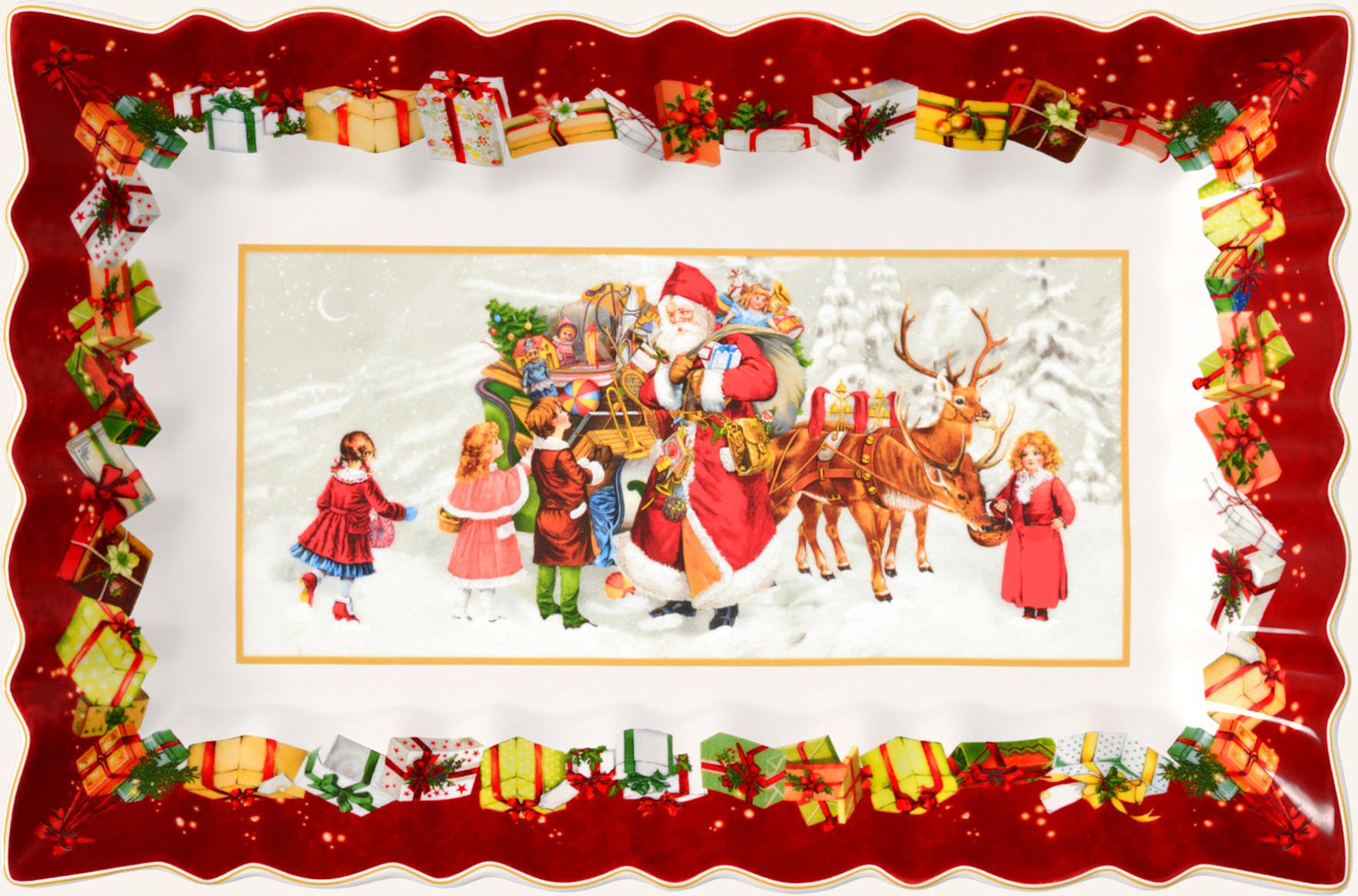 Villeroy & Boch Kuchenplatte Eckig, Santa Und Kinder Toy's Fantasy weiss