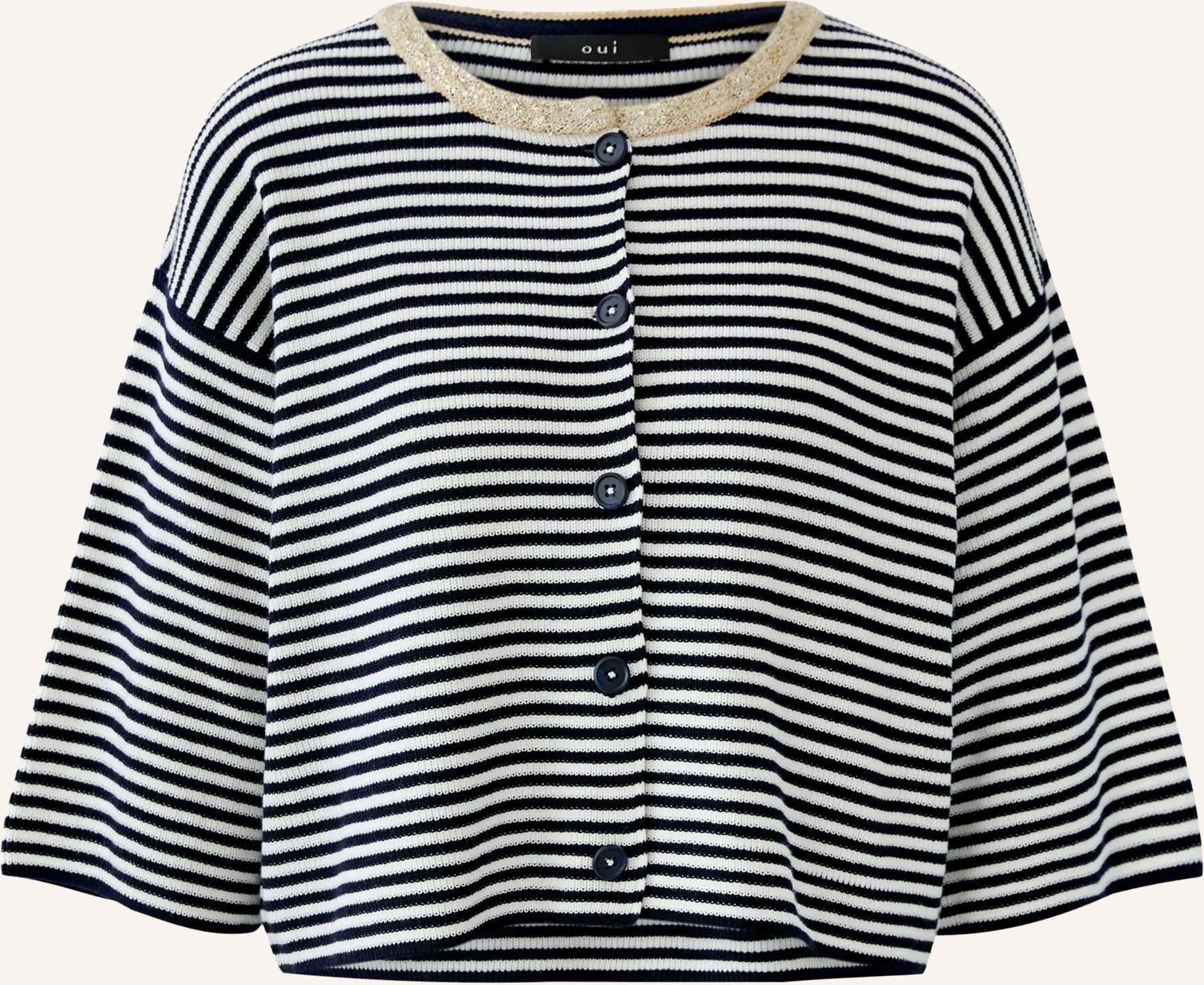 Oui Strickjacke Mit Pailletten blau