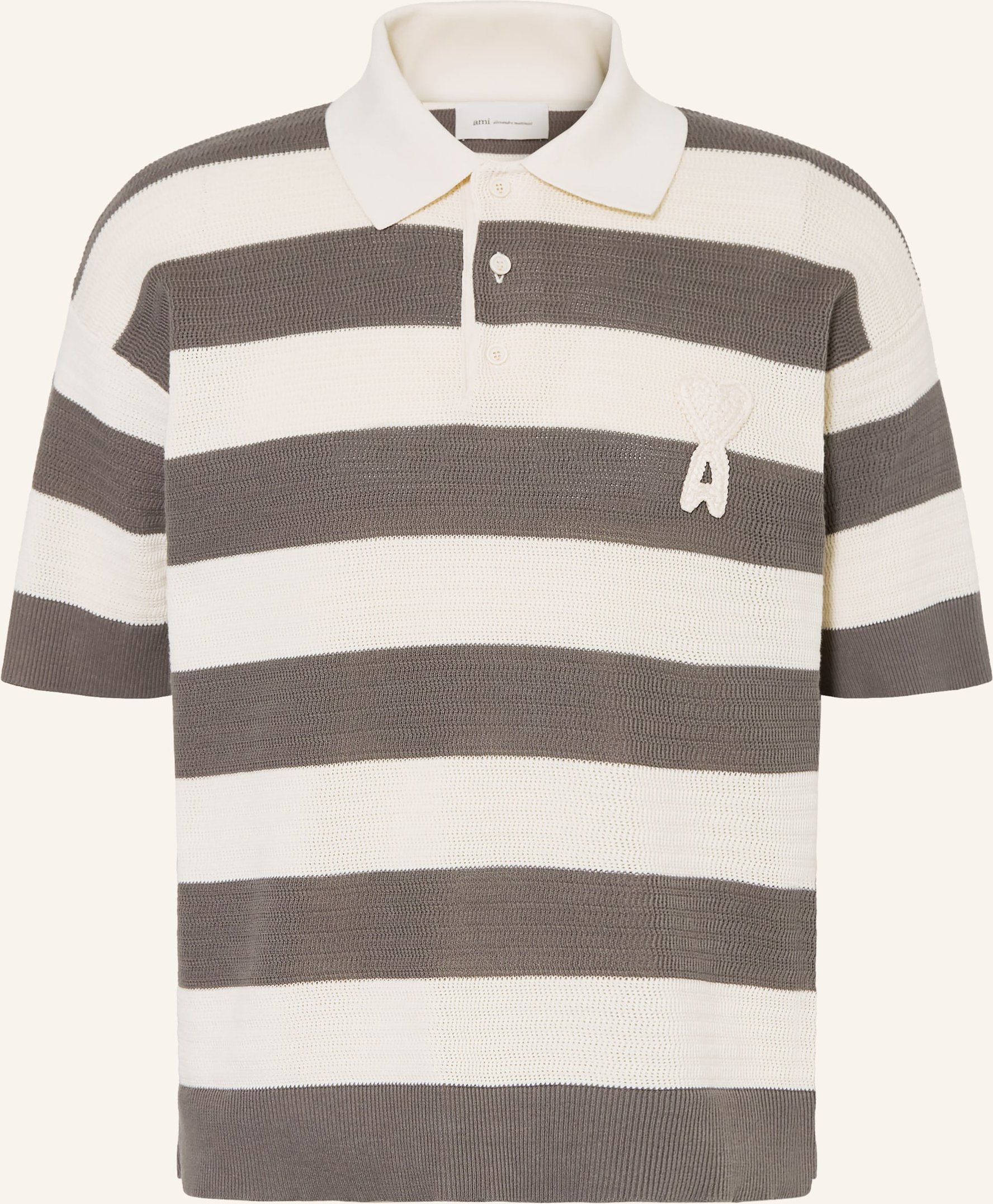 Ami Paris Strick-Poloshirt grau
