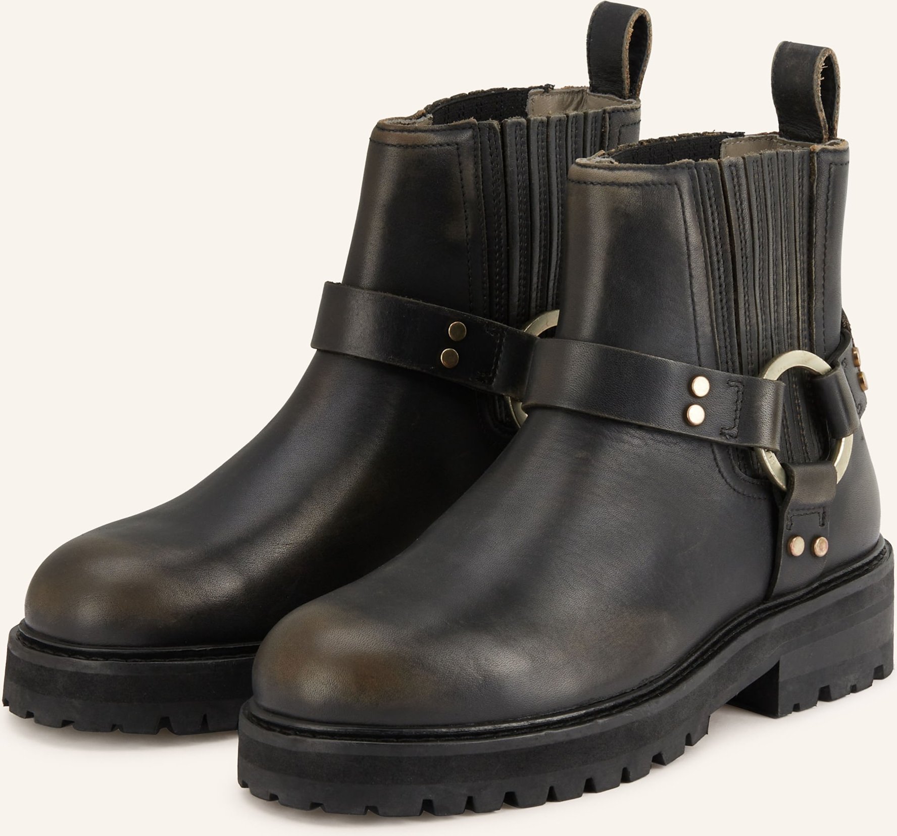 Allsaints Biker Boots Maddie Mit Nieten braun