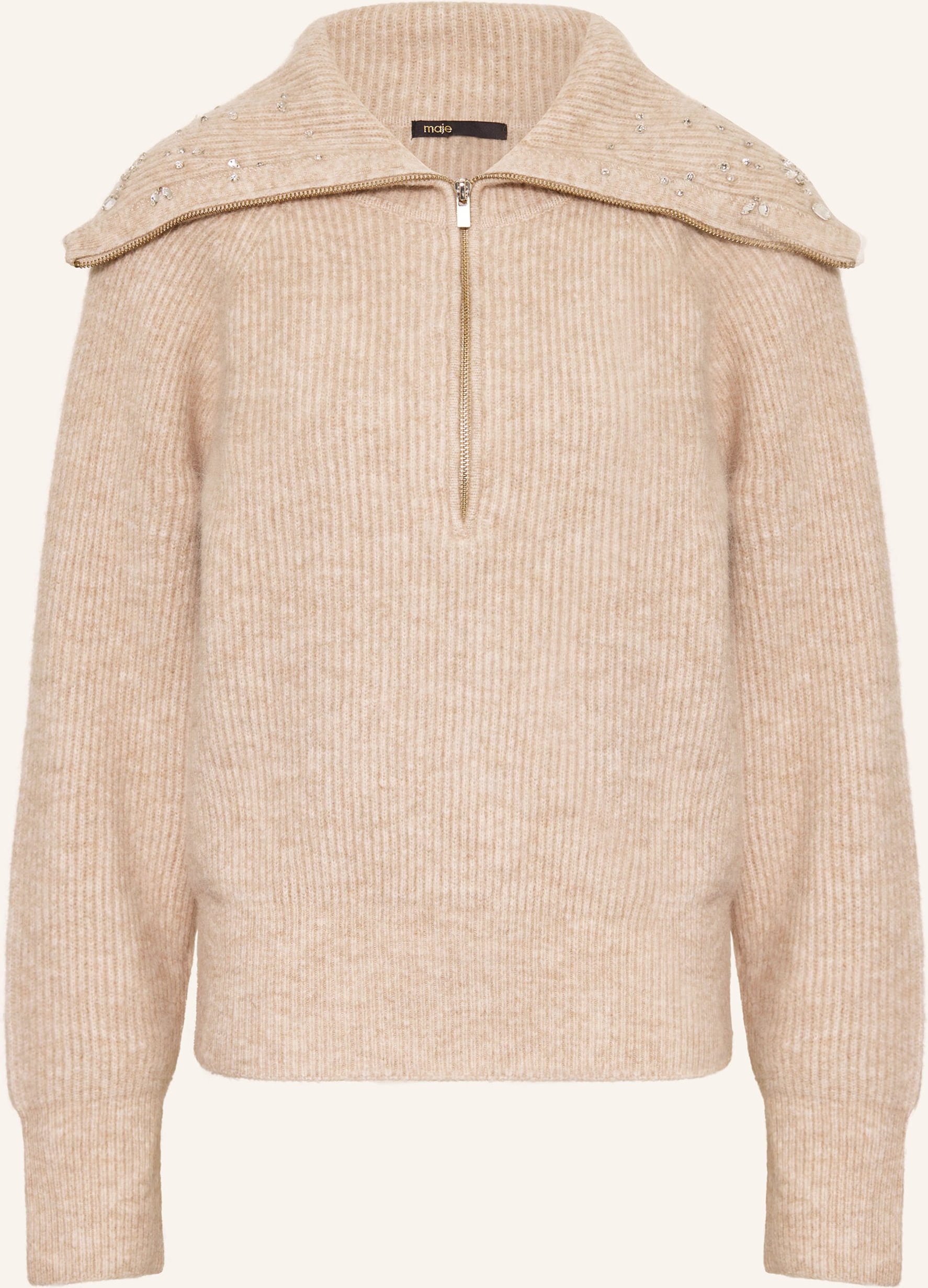 Maje Troyer Mit Schmucksteinen beige