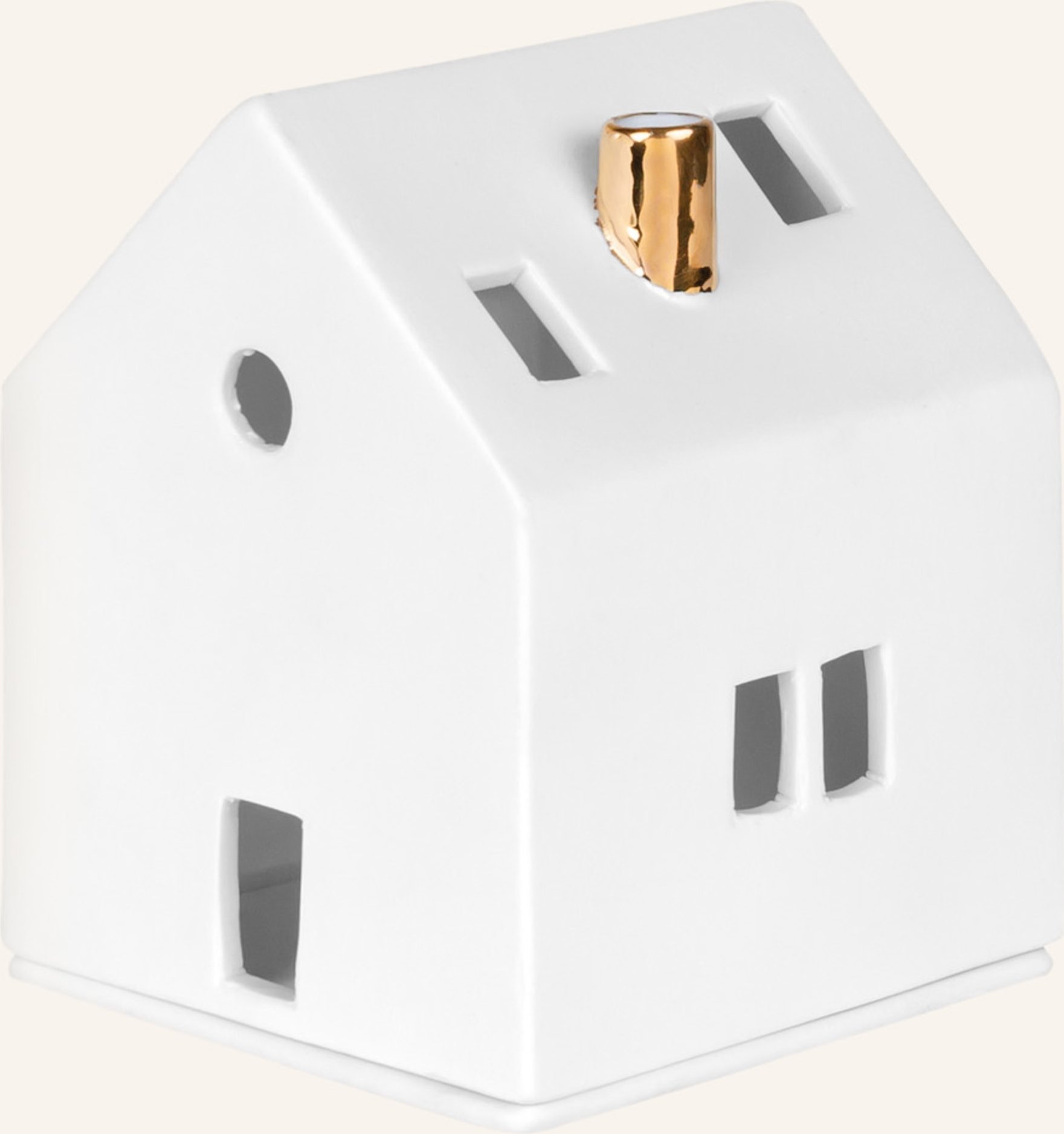 Räder Dekofigur Lichthaus Goldender Schornstein Mit Teelichthalter weiss