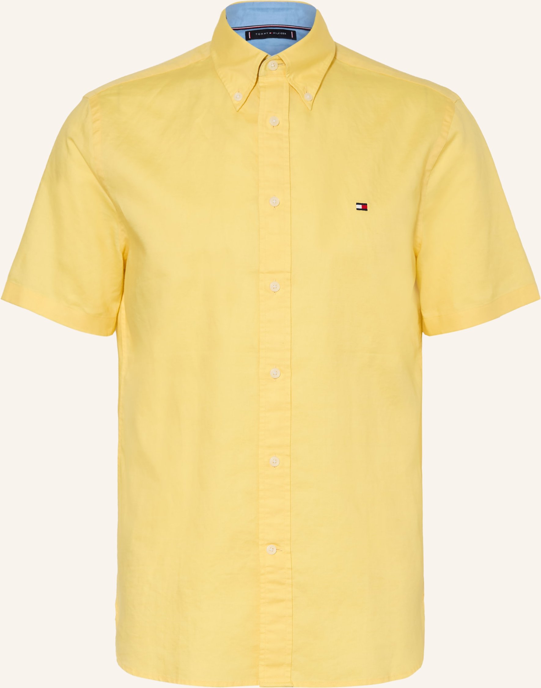 Tommy Hilfiger Kurzarm-Hemd Regular Fit Mit Leinen gelb