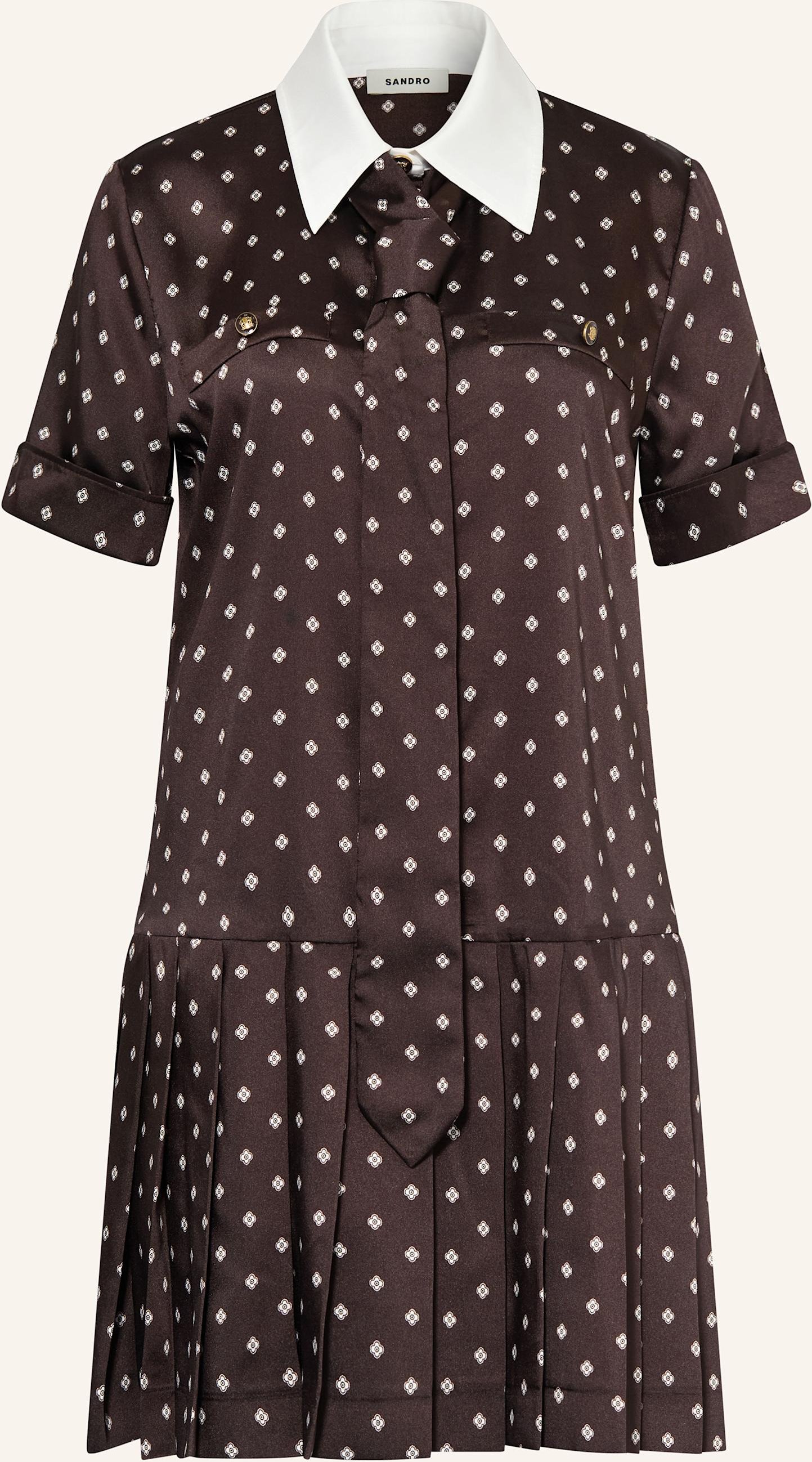 Sandro Hemdblusenkleid Aus Satin Mit Abnehmbarer Schluppe braun