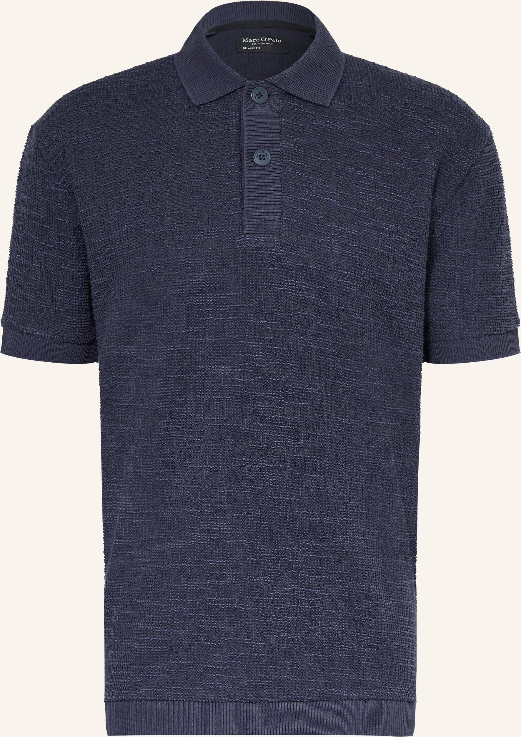 Marc O'polo Strick-Poloshirt Relaxed Fit blau