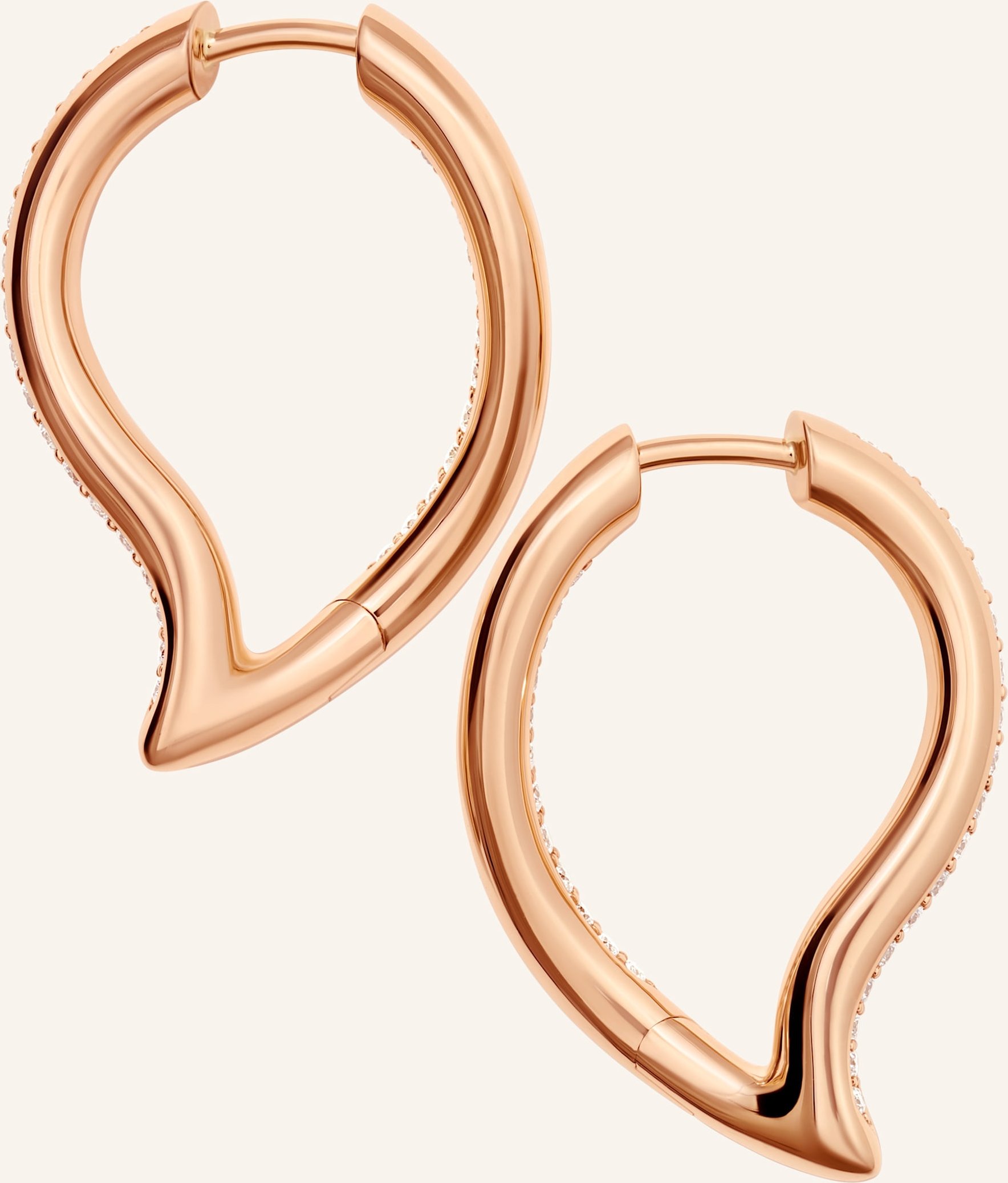 Tamara Comolli Ohrhänger Ohrhänger Signature Hoop Twisted Drop Mit Diamond Pavé 18k Roségold rosegold