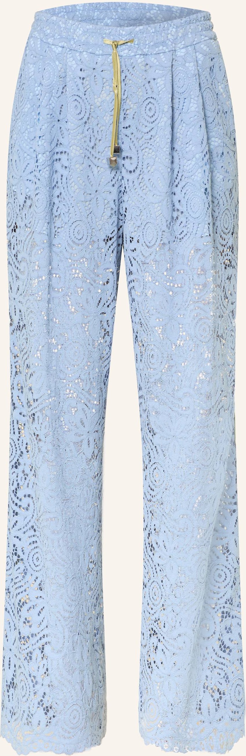 Sem Per Lei Marlenehose Mit Galonstreifen Aus Lochspitze blau