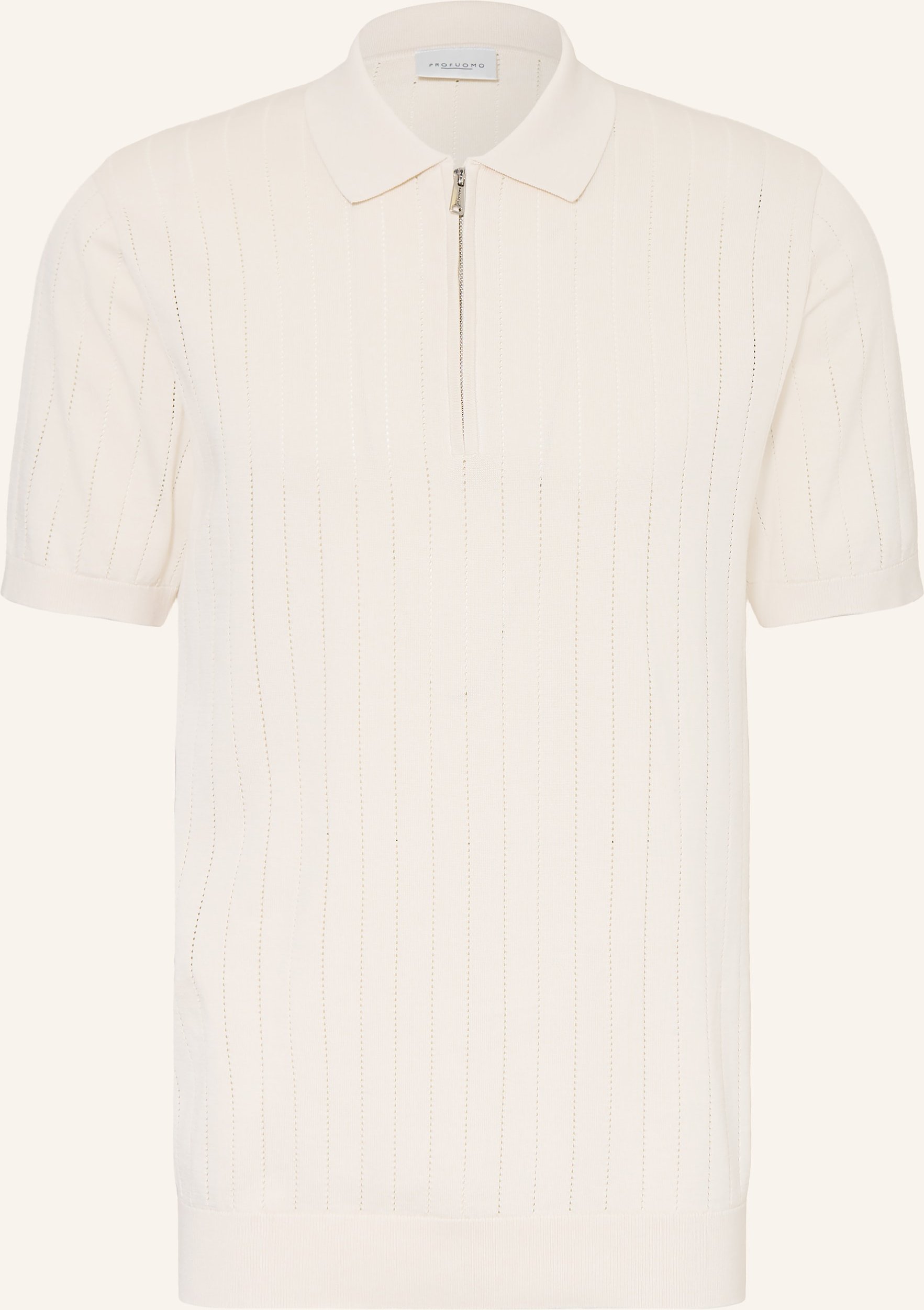 Profuomo Strick-Poloshirt weiss