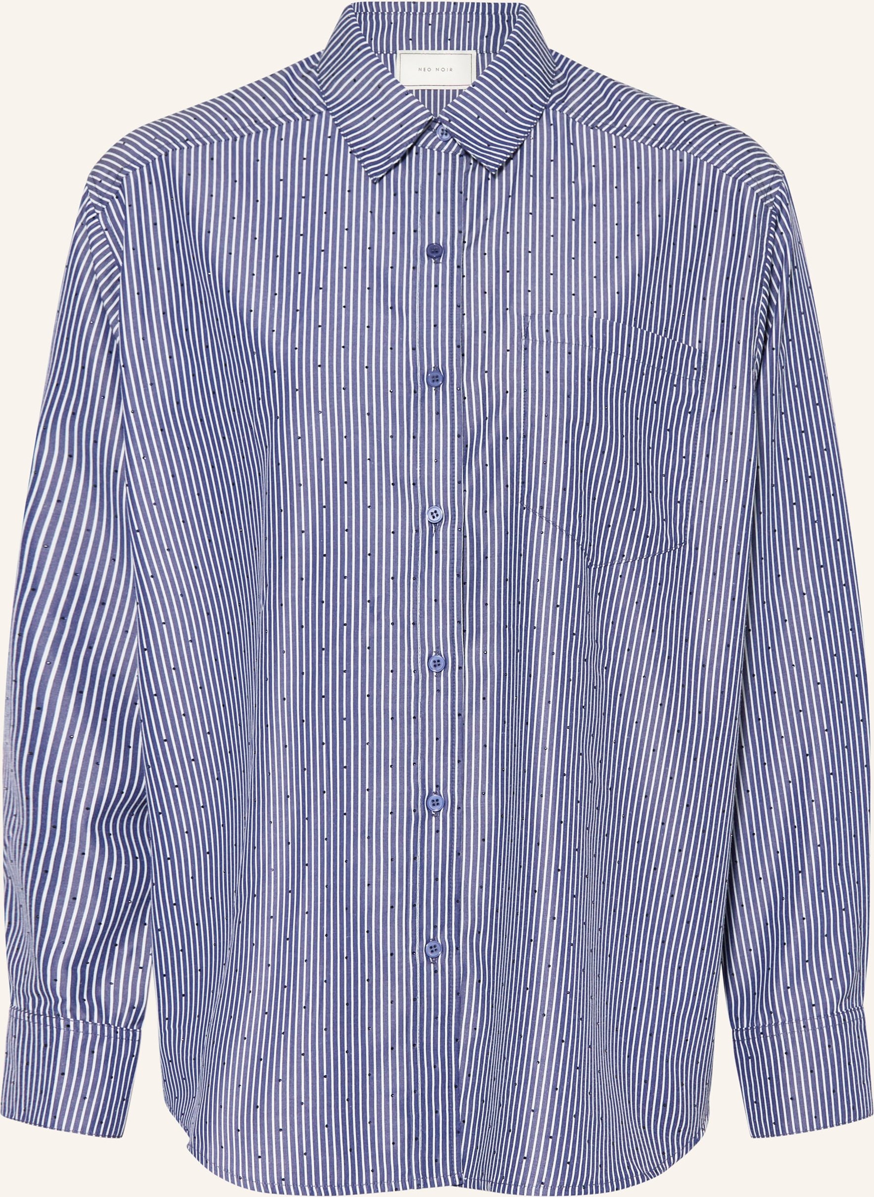 Neo Noir Hemdbluse Mit Schmucksteinen blau