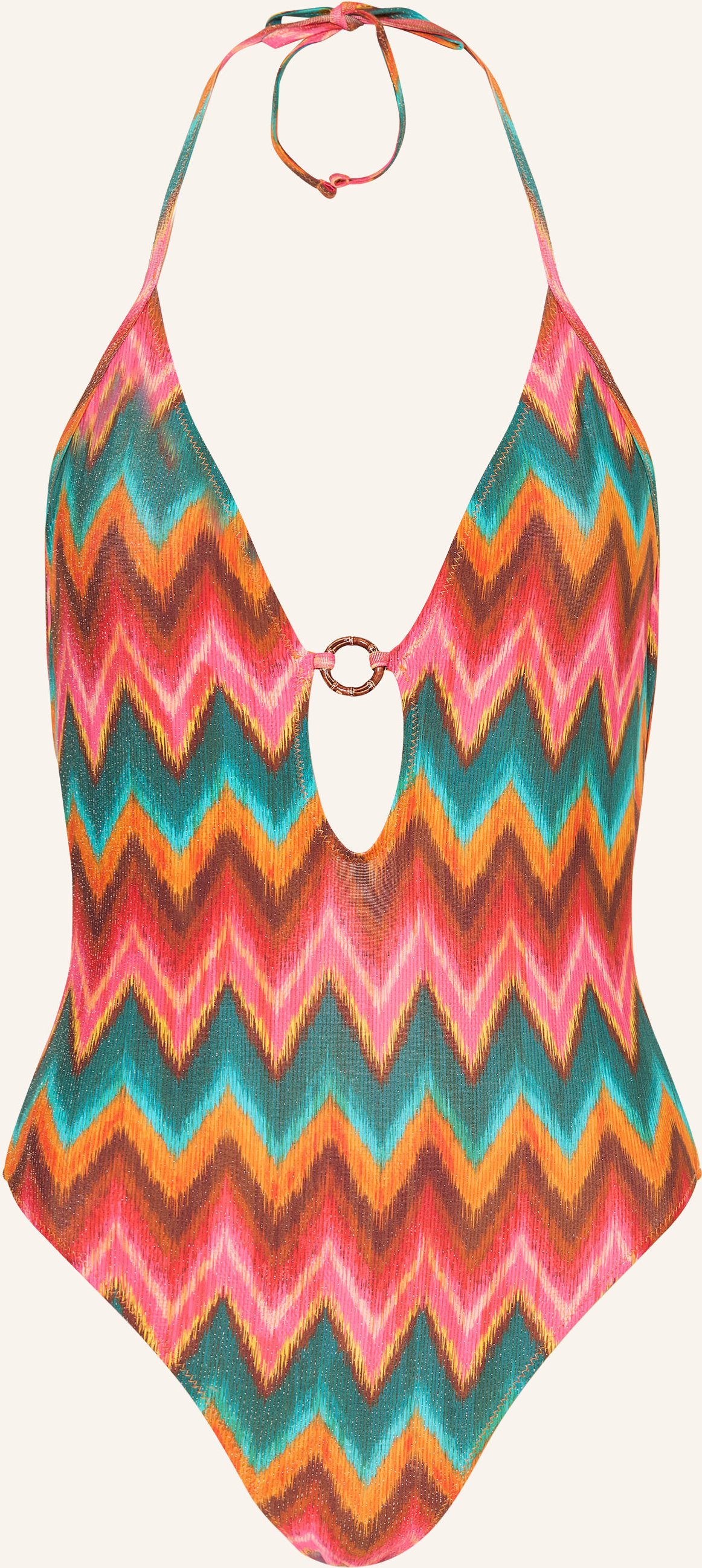 Banana Moon Neckholder-Badeanzug Mirelo Nalika Mit Glitzergarn orange