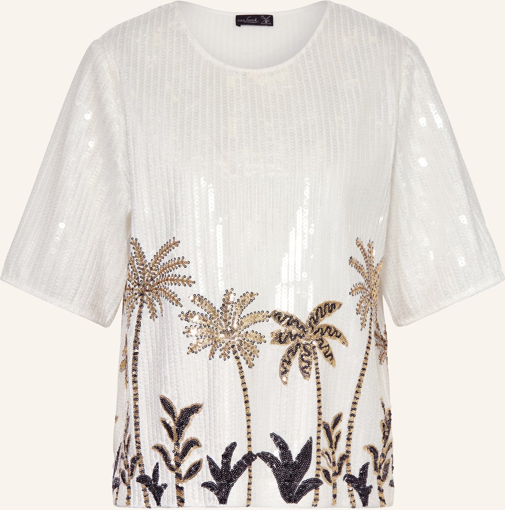 Van Laack Blusenshirt Vl-Jorina-Appl Mit Pailletten weiss
