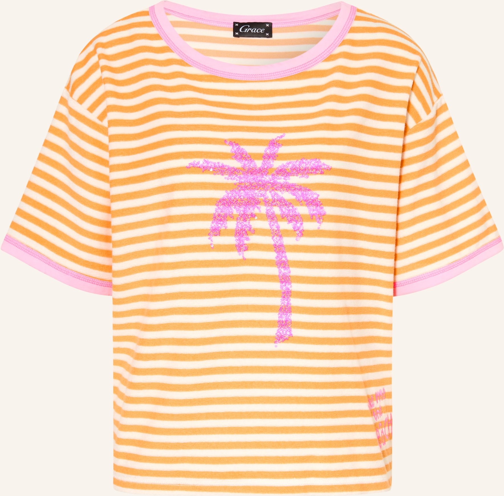 Grace T-Shirt Aus Frottee Mit Pailletten orange