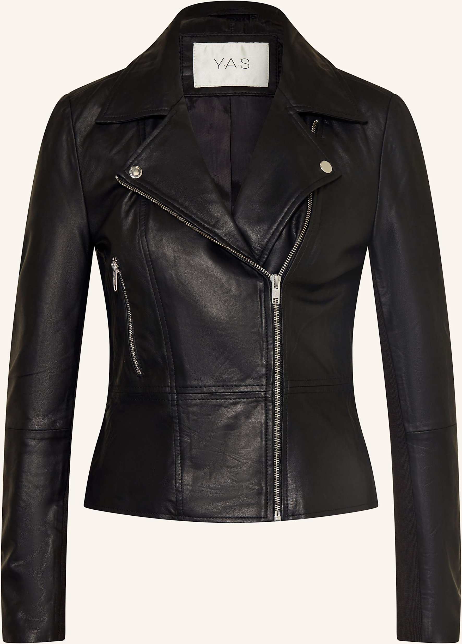 Y.A.S. Lederjacke Im Materialmix schwarz