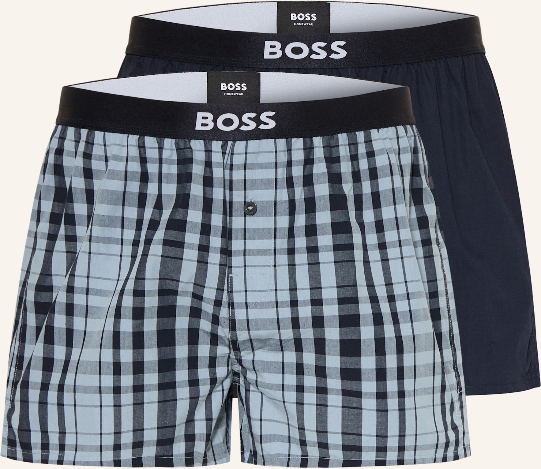 Boss 2er-Pack Web-Boxershorts blau