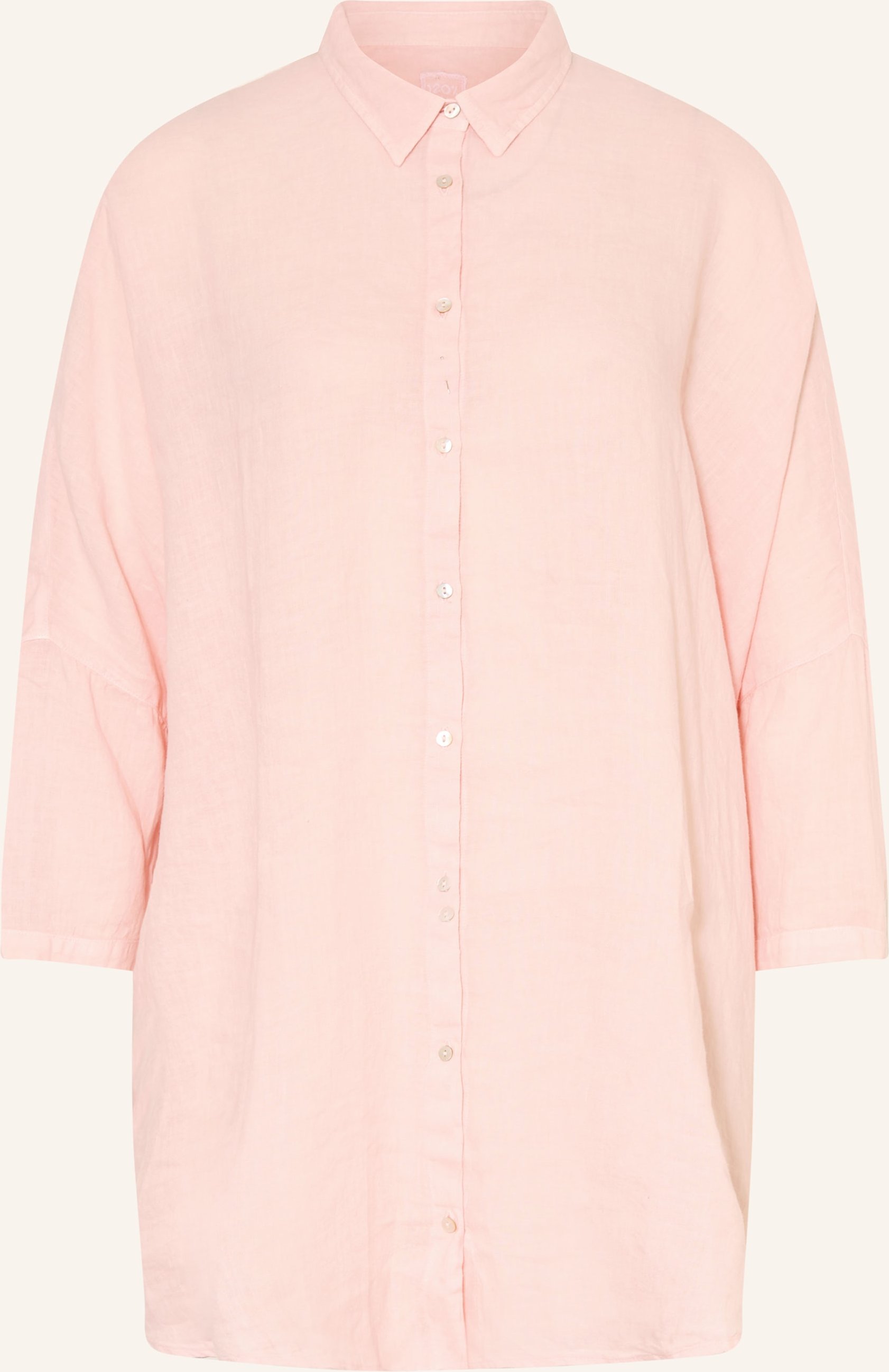 120%Lino Hemdbluse Aus Leinen Mit 3/4-Arm rosa