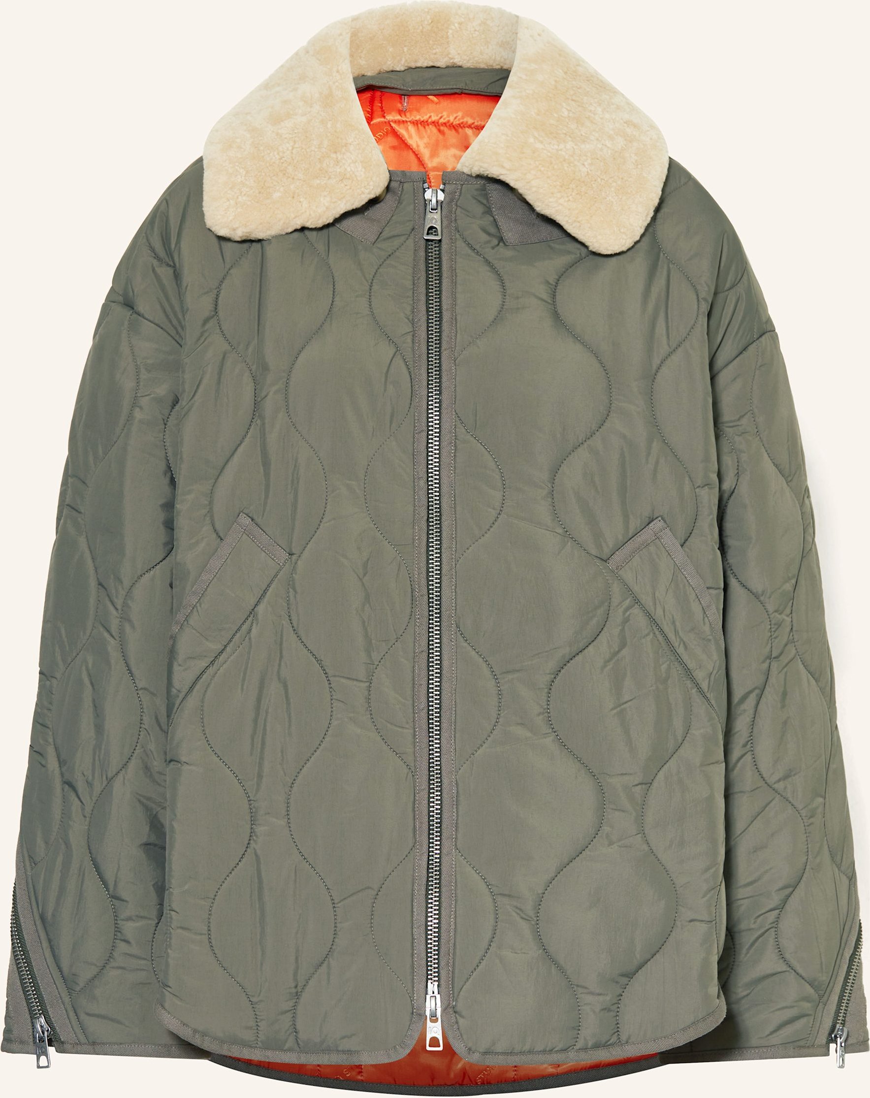 Thumbnail - Iq Studio Oversized-Steppjacke Mit Abnehmbarem Teddyfell gruen