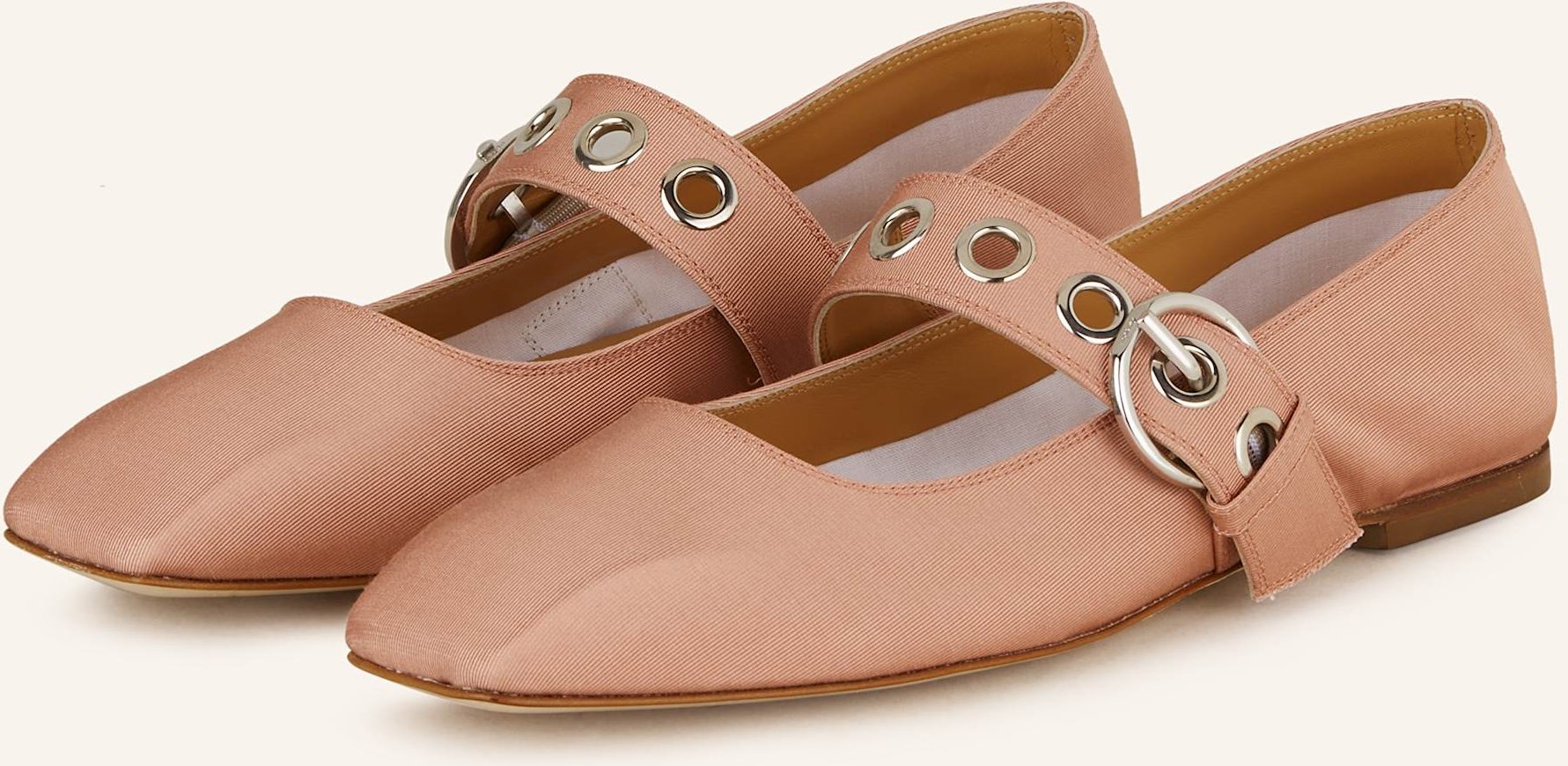 Aeyde Mary-Jane-Ballerinas Uma Eyelet Grosgrain rosa