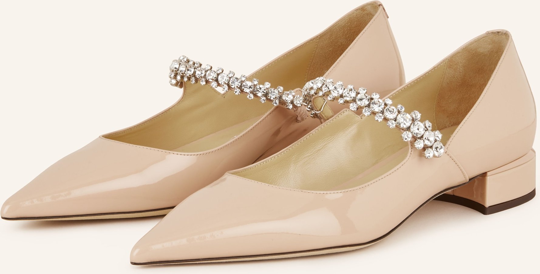 Jimmy Choo Mary-Jane-Ballerinas Bing Mit Schmucksteinen beige