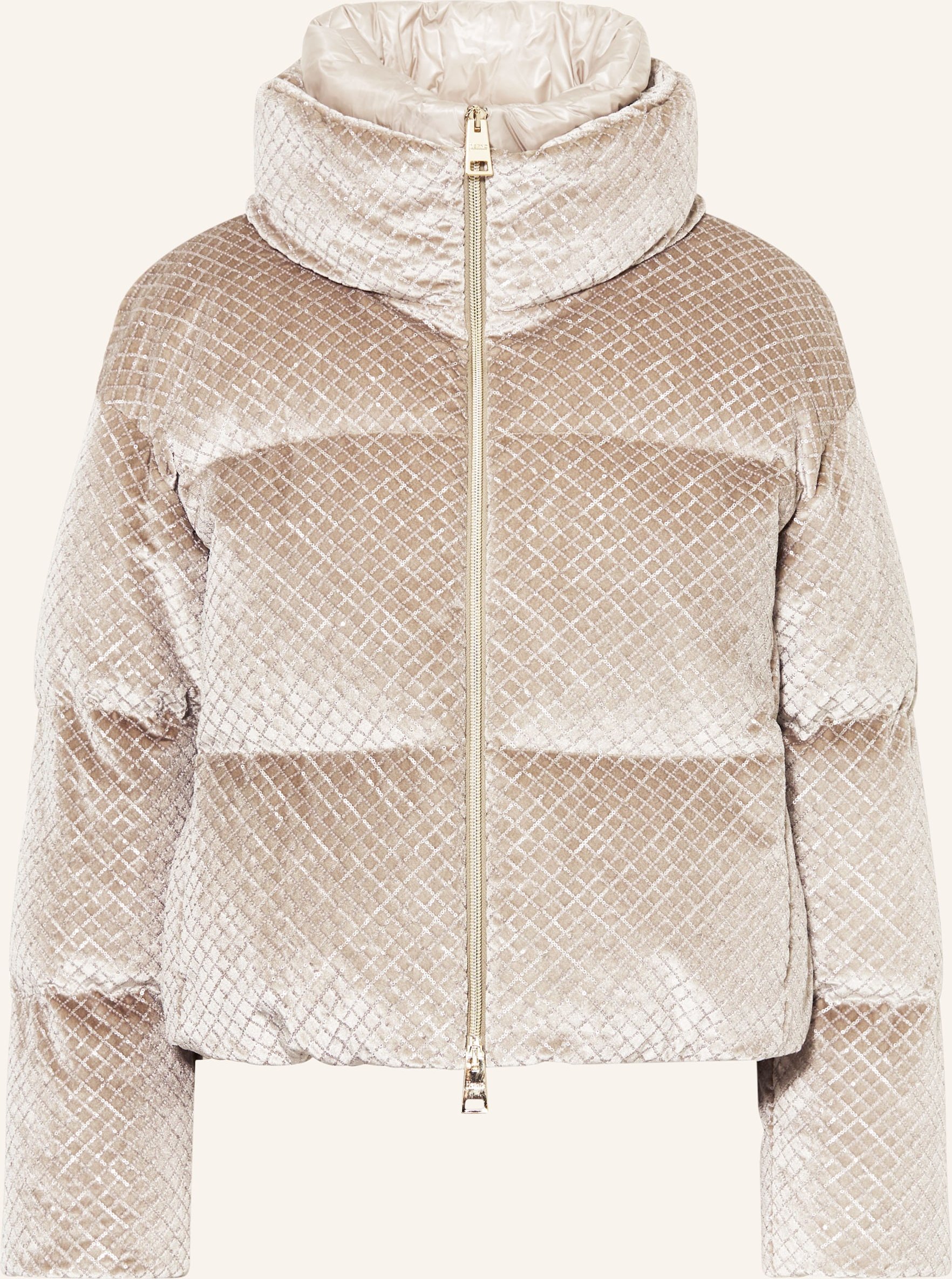 Herno Daunenjacke Aus Samt Mit Pailletten beige