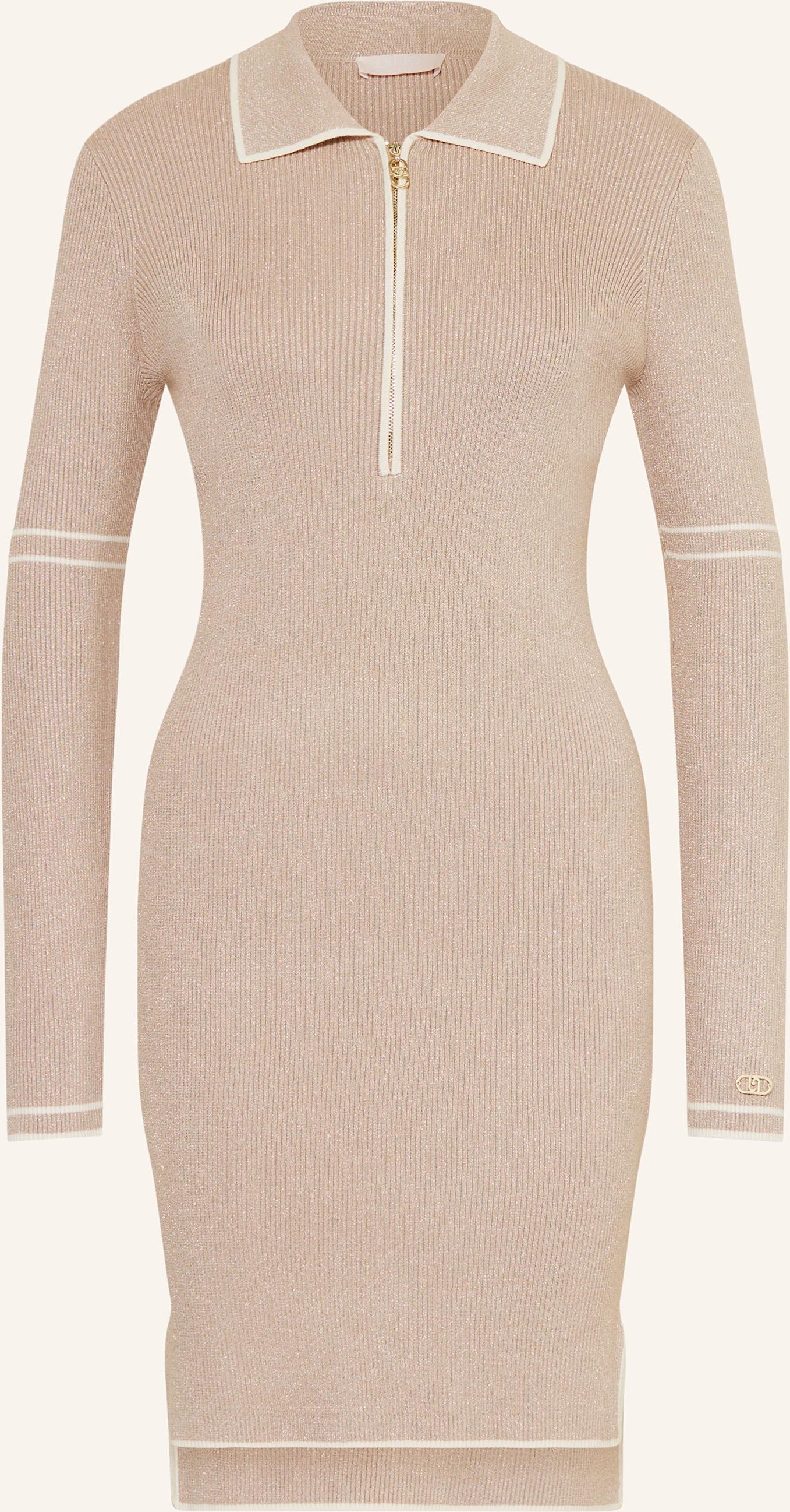 Thumbnail - Liu Jo Strickkleid Mit Glitzergarn beige