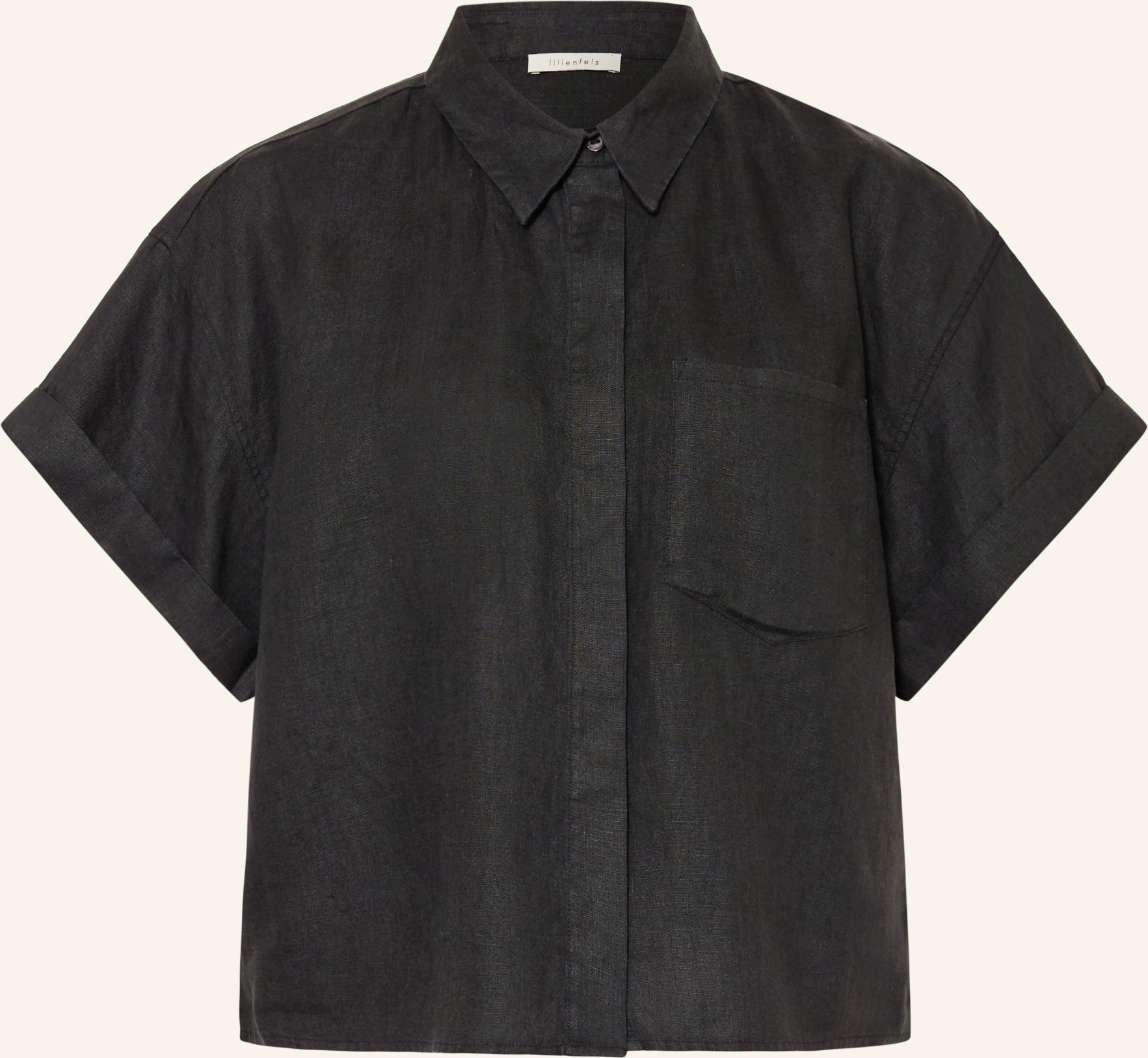 Lilienfels Hemdbluse Aurelio Aus Leinen schwarz