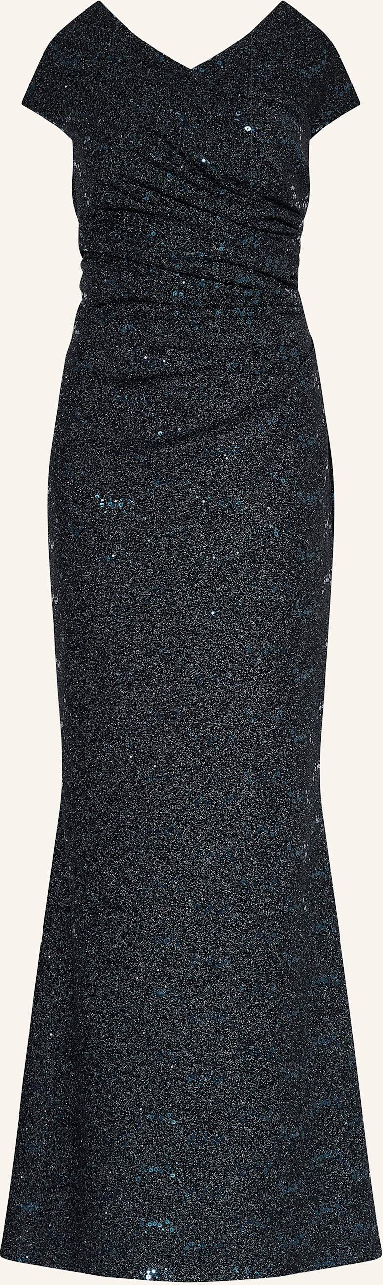 Talbot Runhof Abendkleid Mit Glitzergarn Und Pailletten blau