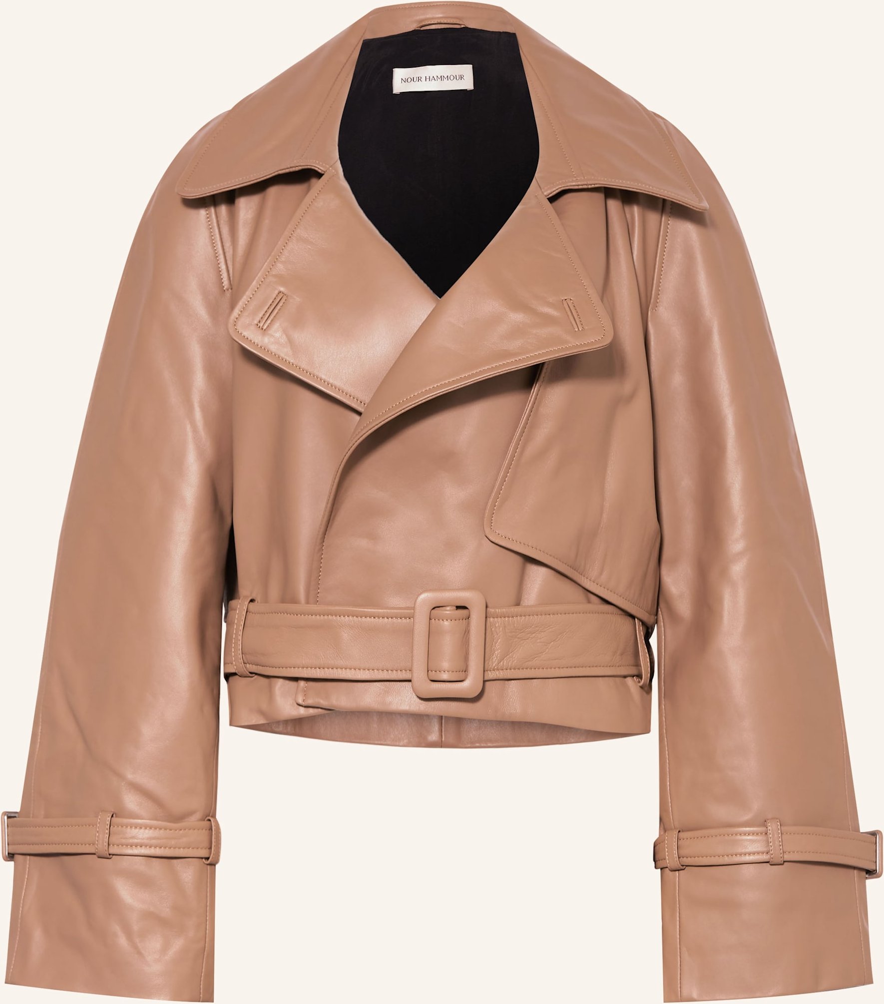 Nour Hammour Lederjacke braun