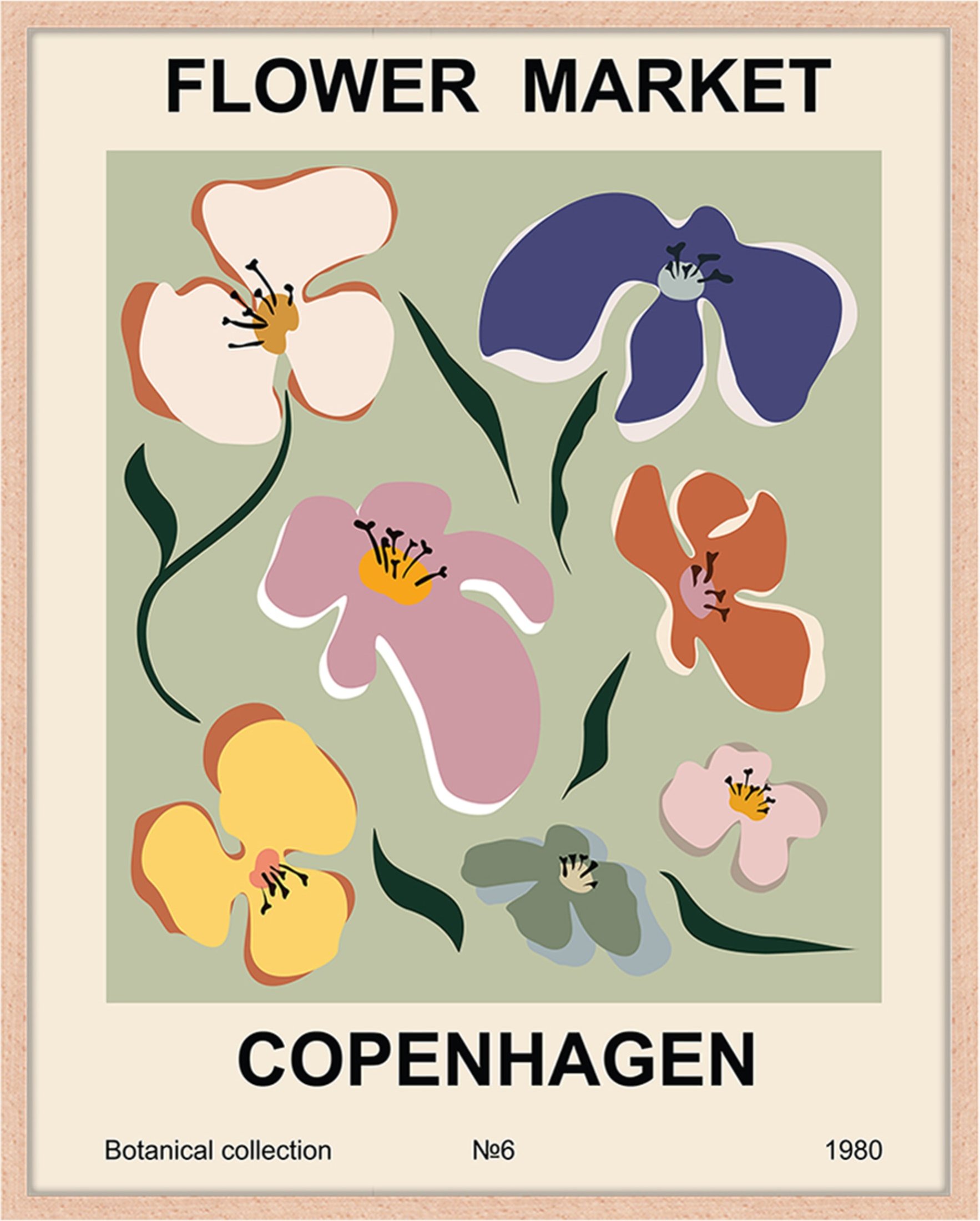 Liv Corday Wandbild Blumenmarkt Mit Rahmen braun