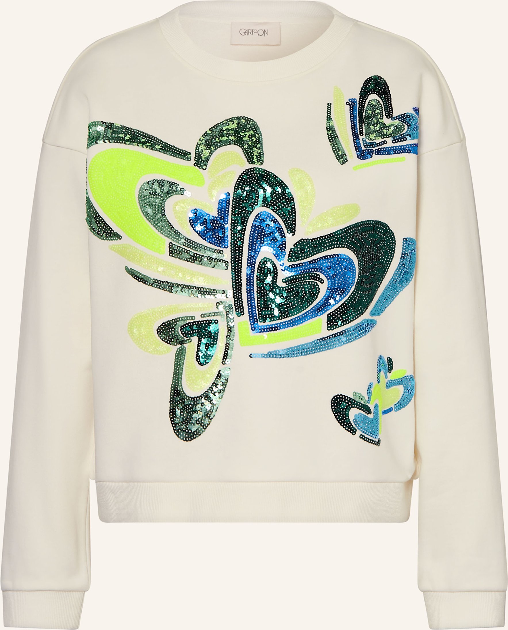 Cartoon Sweatshirt Mit Pailletten weiss