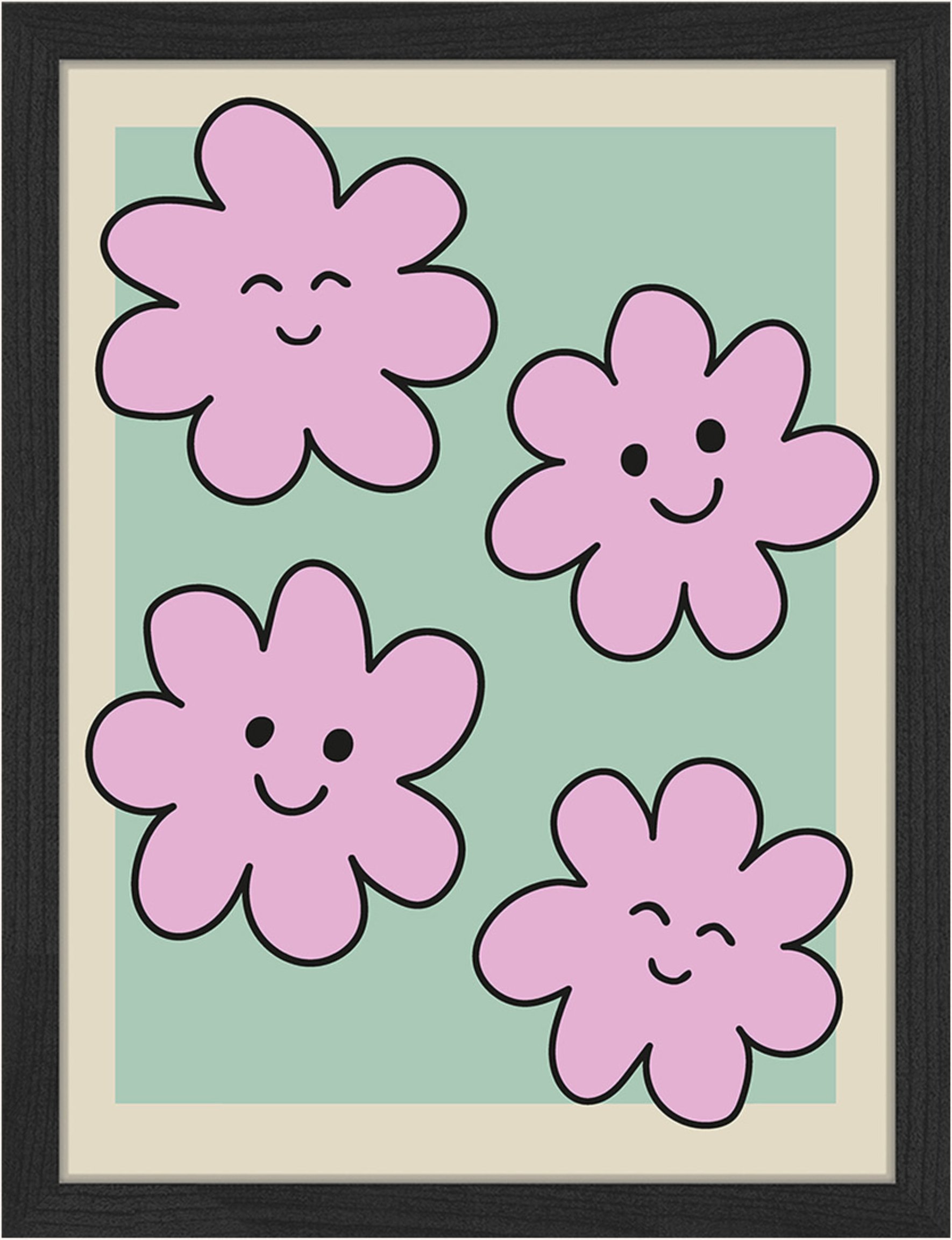 Milan Moon Wandbild Blumig Mit Rahmen schwarz