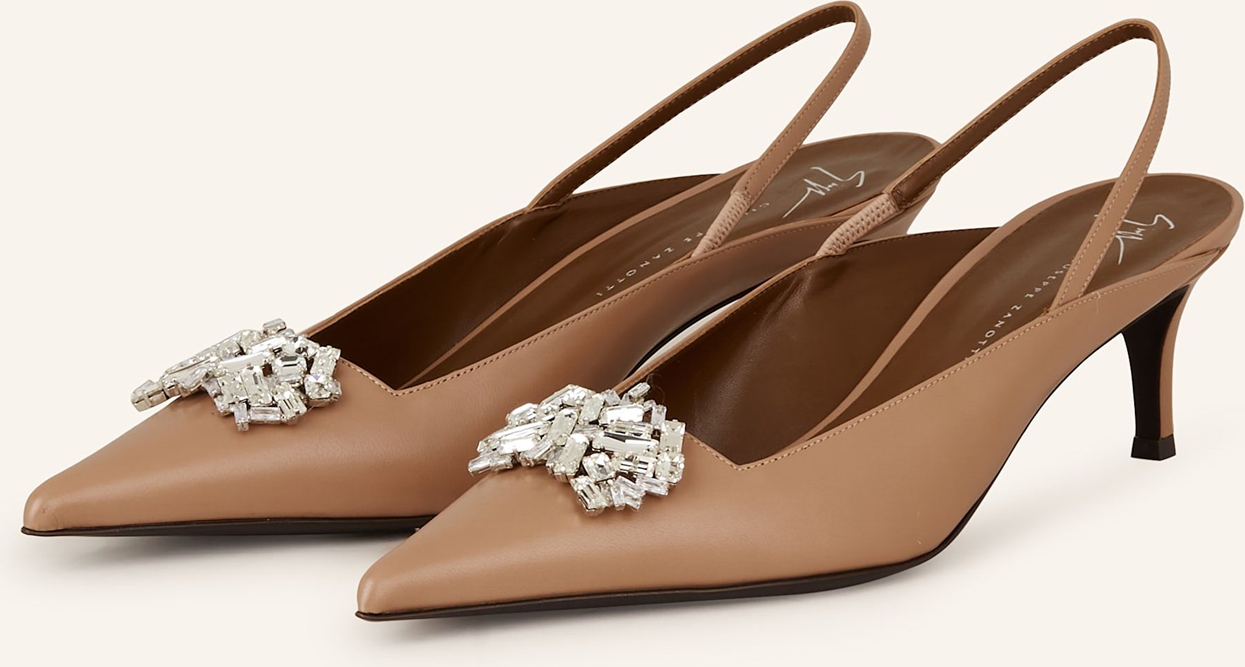 Thumbnail - Giuseppe Zanotti Design Slingpumps Mit Schmucksteinen braun