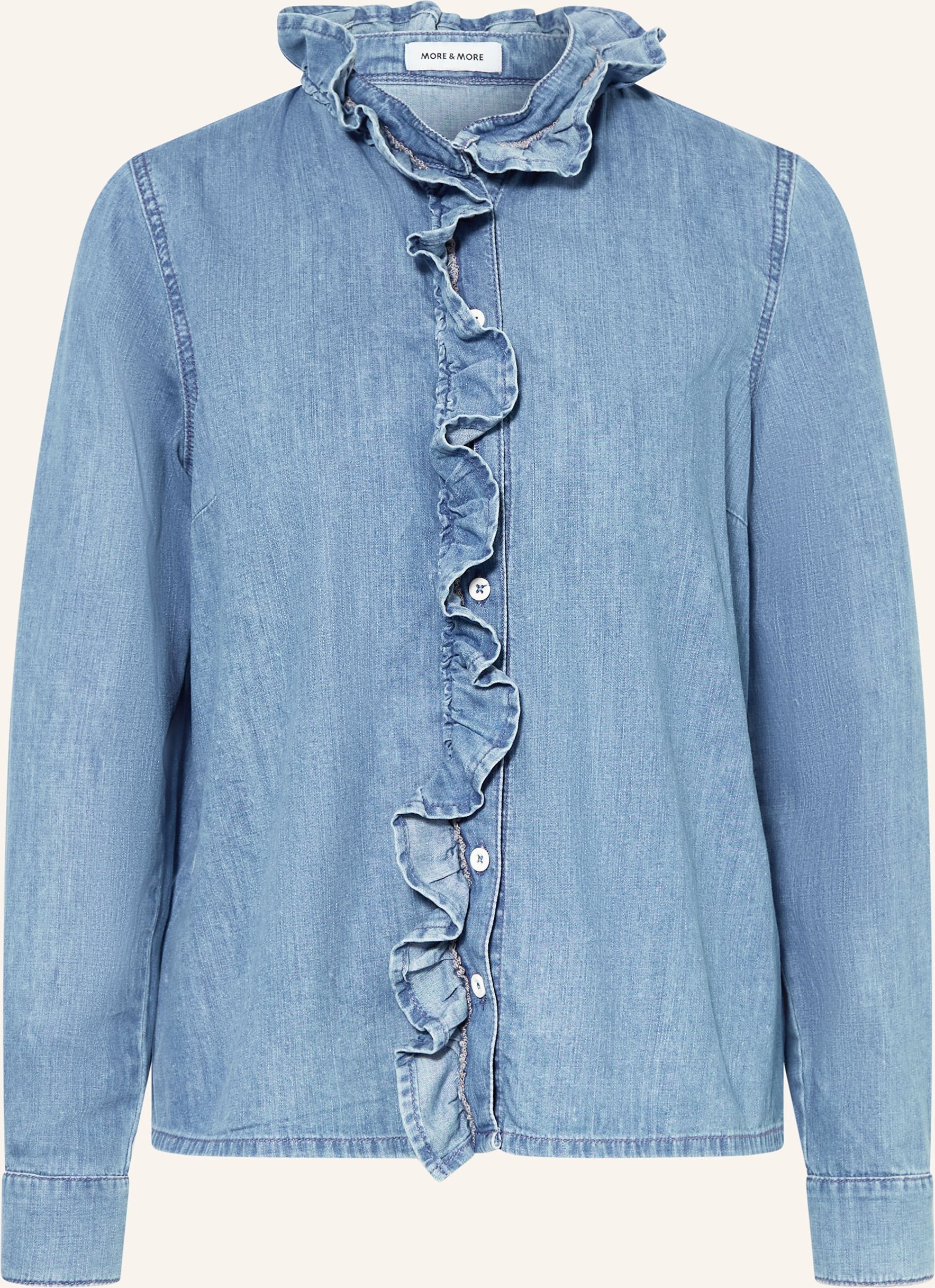 More & More Jeansbluse Mit Rüschen blau