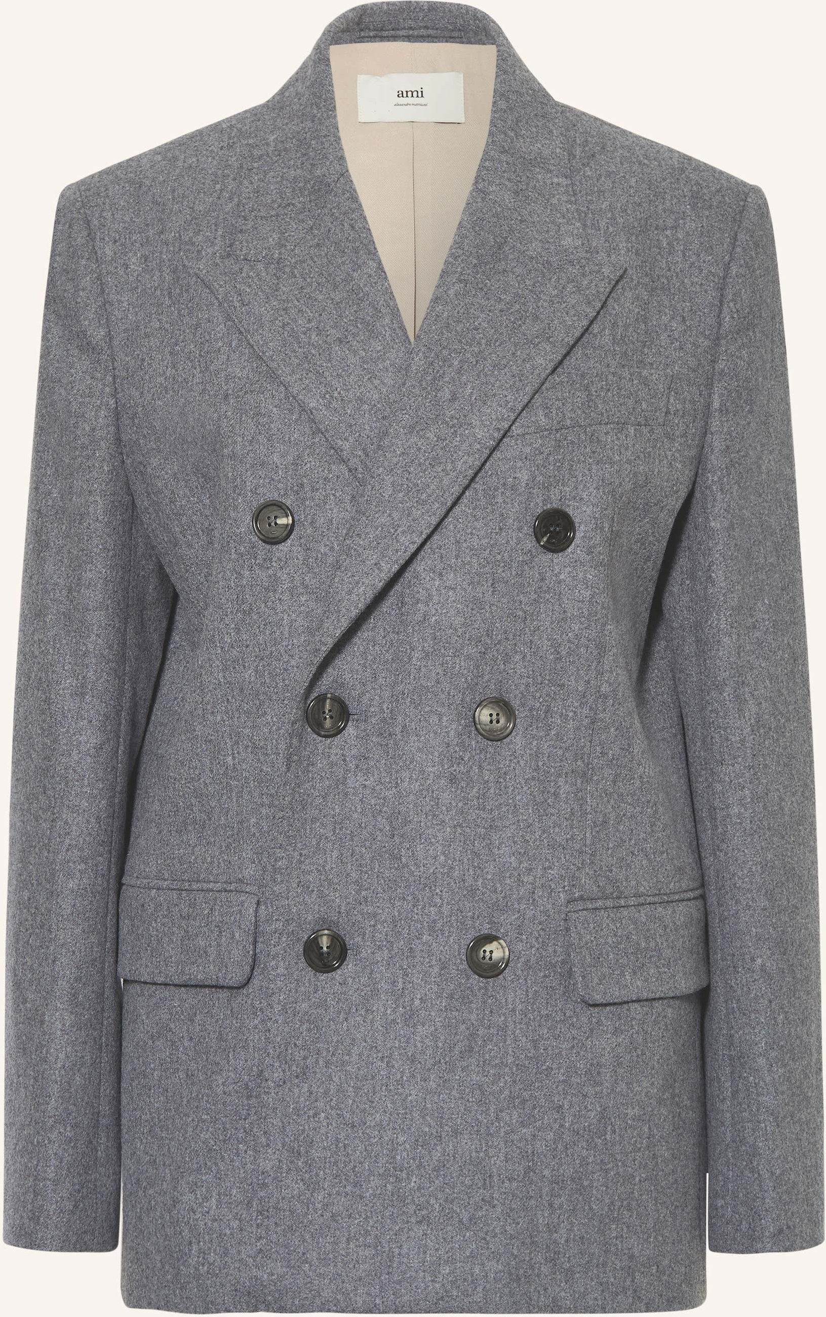 Thumbnail - Ami Paris Longblazer Veste Ample Croisee grau