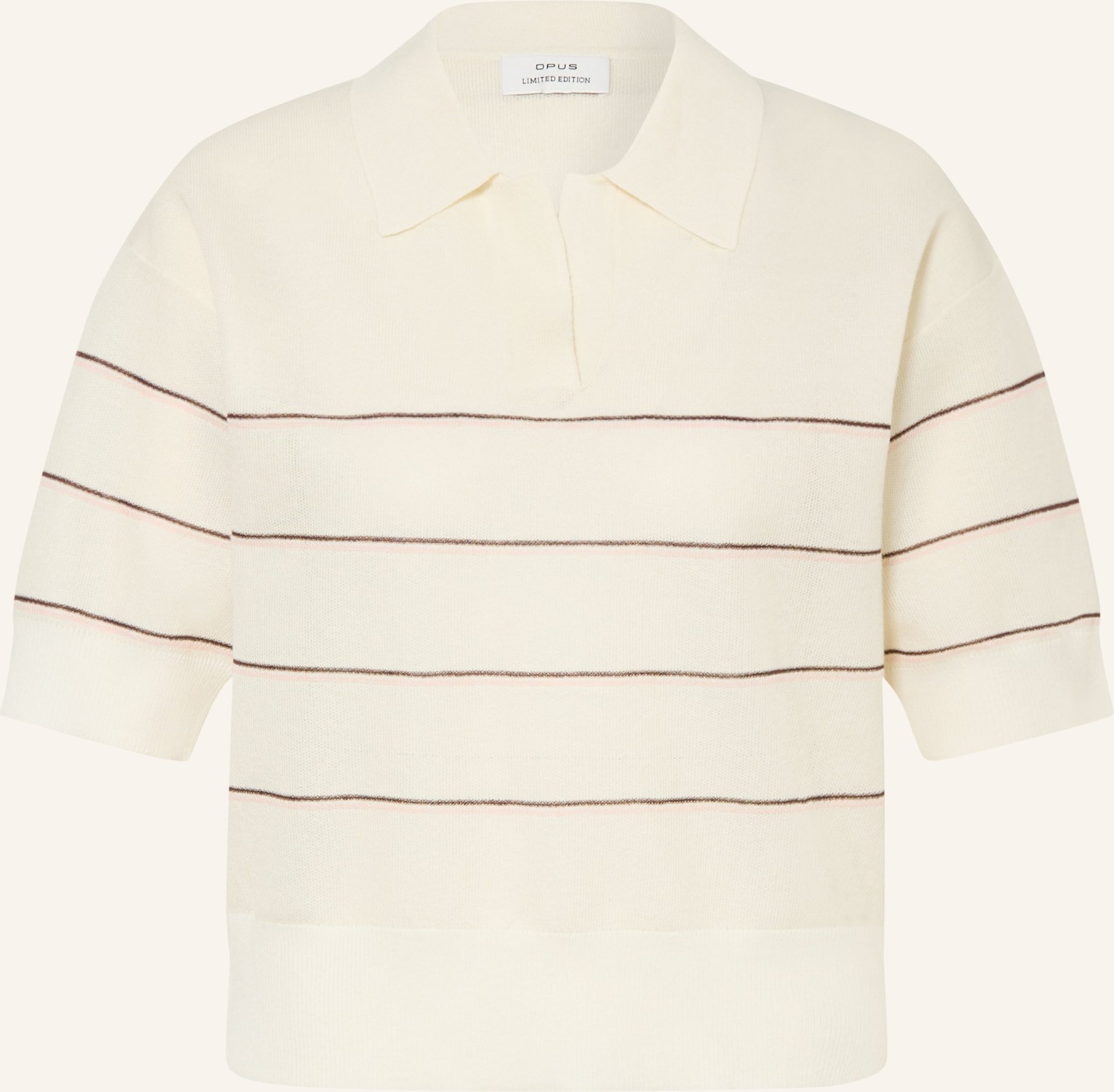 Opus Strick-Poloshirt Pringi weiss