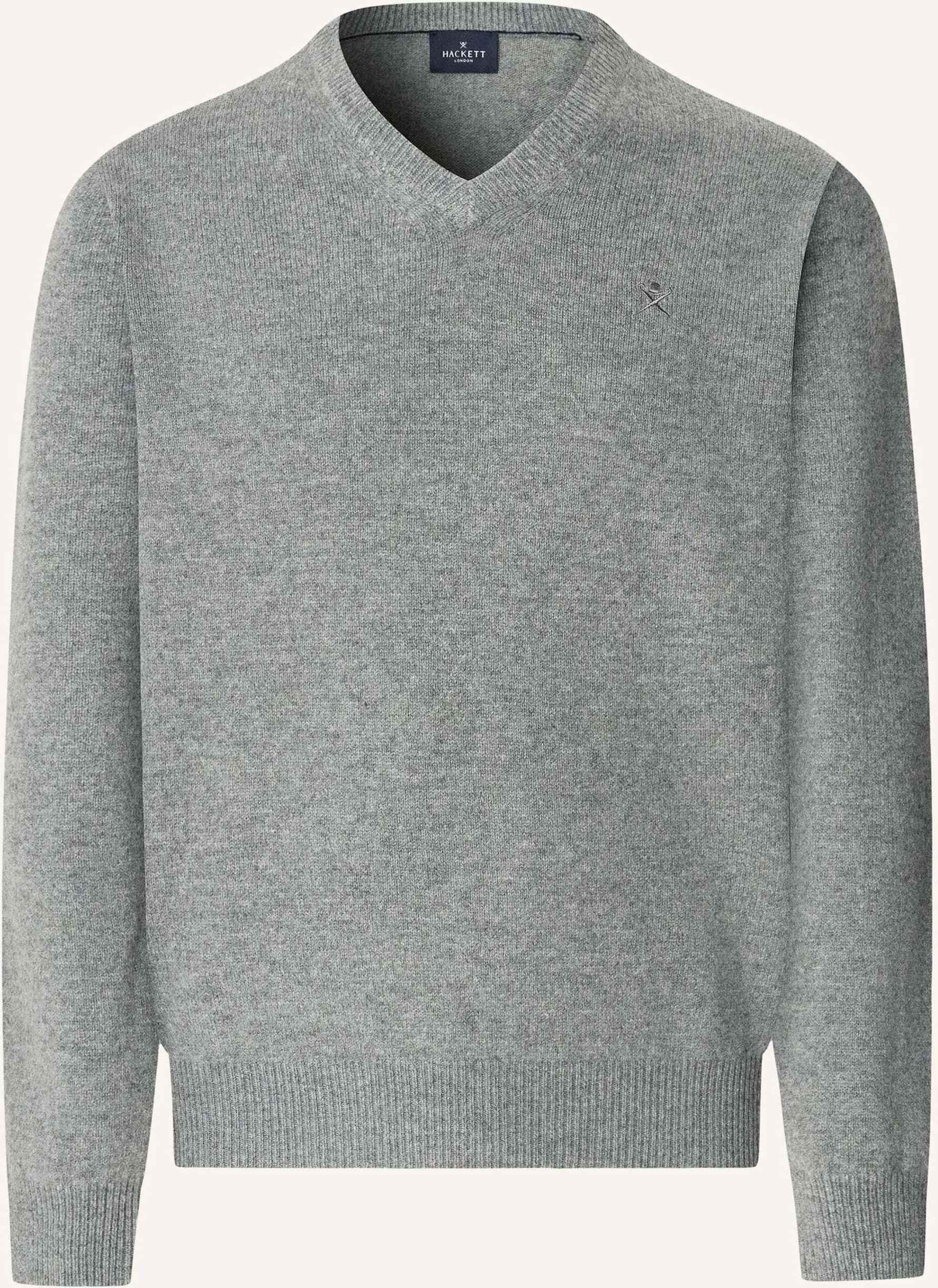 Hackett London Pullover Lambswool V Neck grau