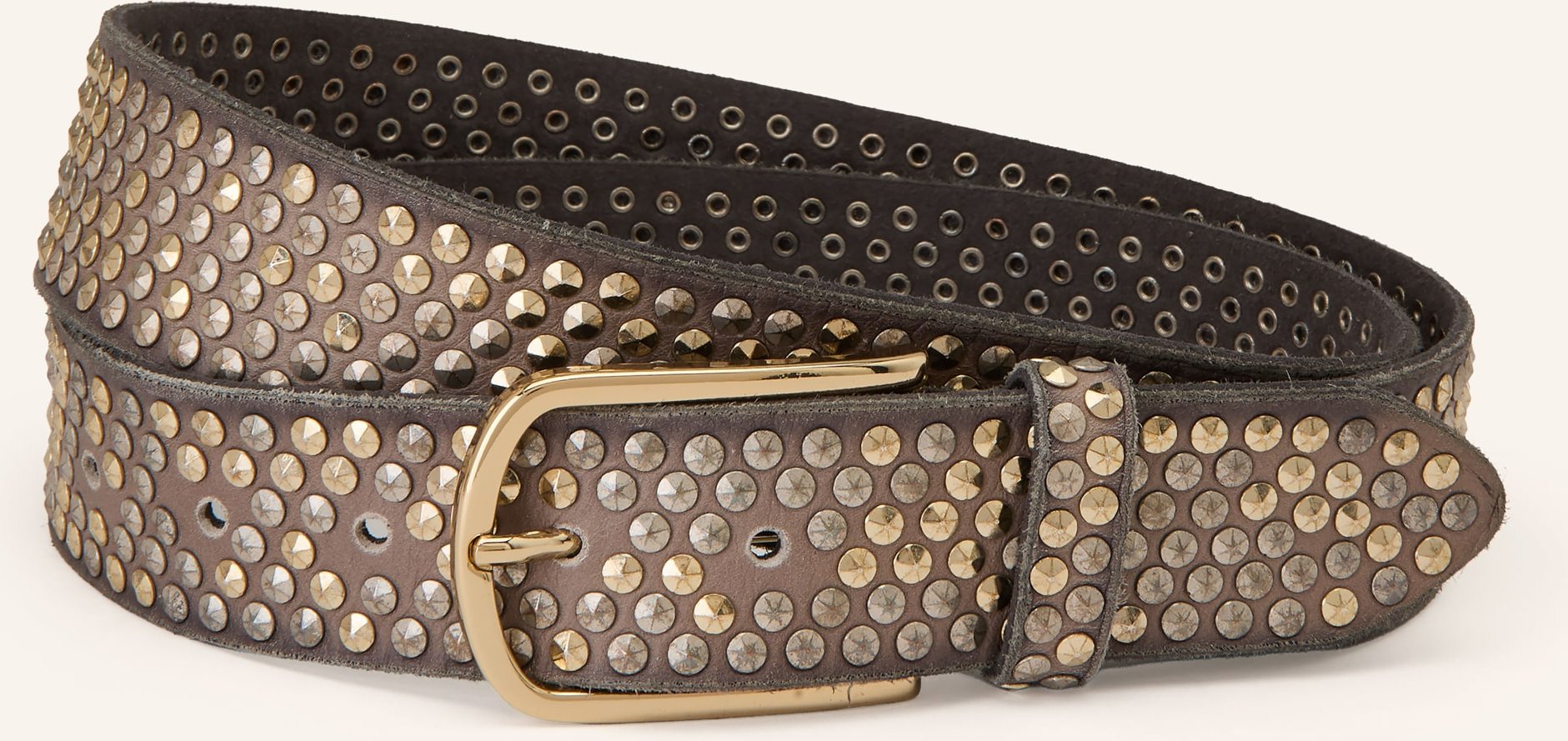 B.Belt Ledergürtel Zoe Mit Nieten beige